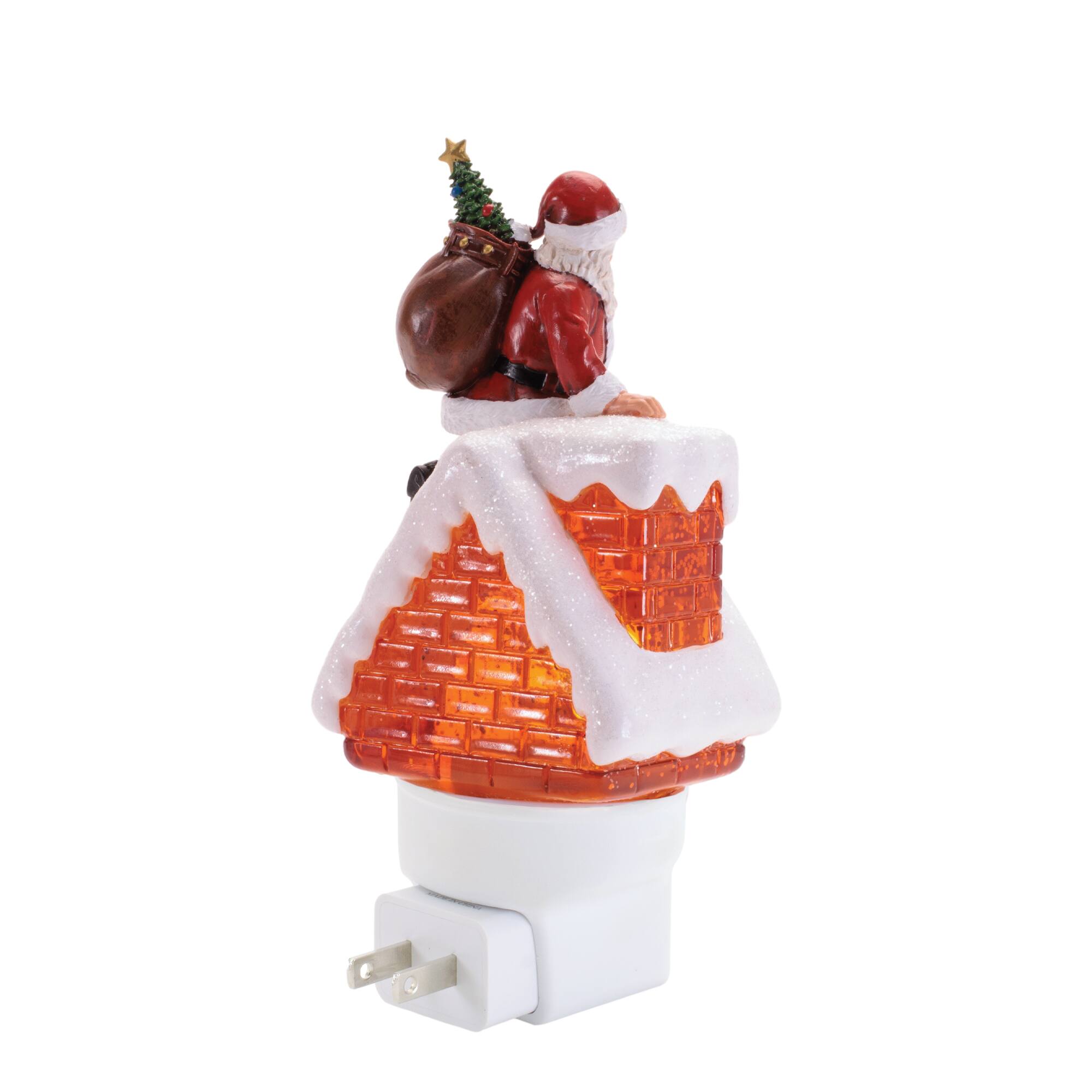 Melrose 7" Santa in Chimney Snow Globe Night Light