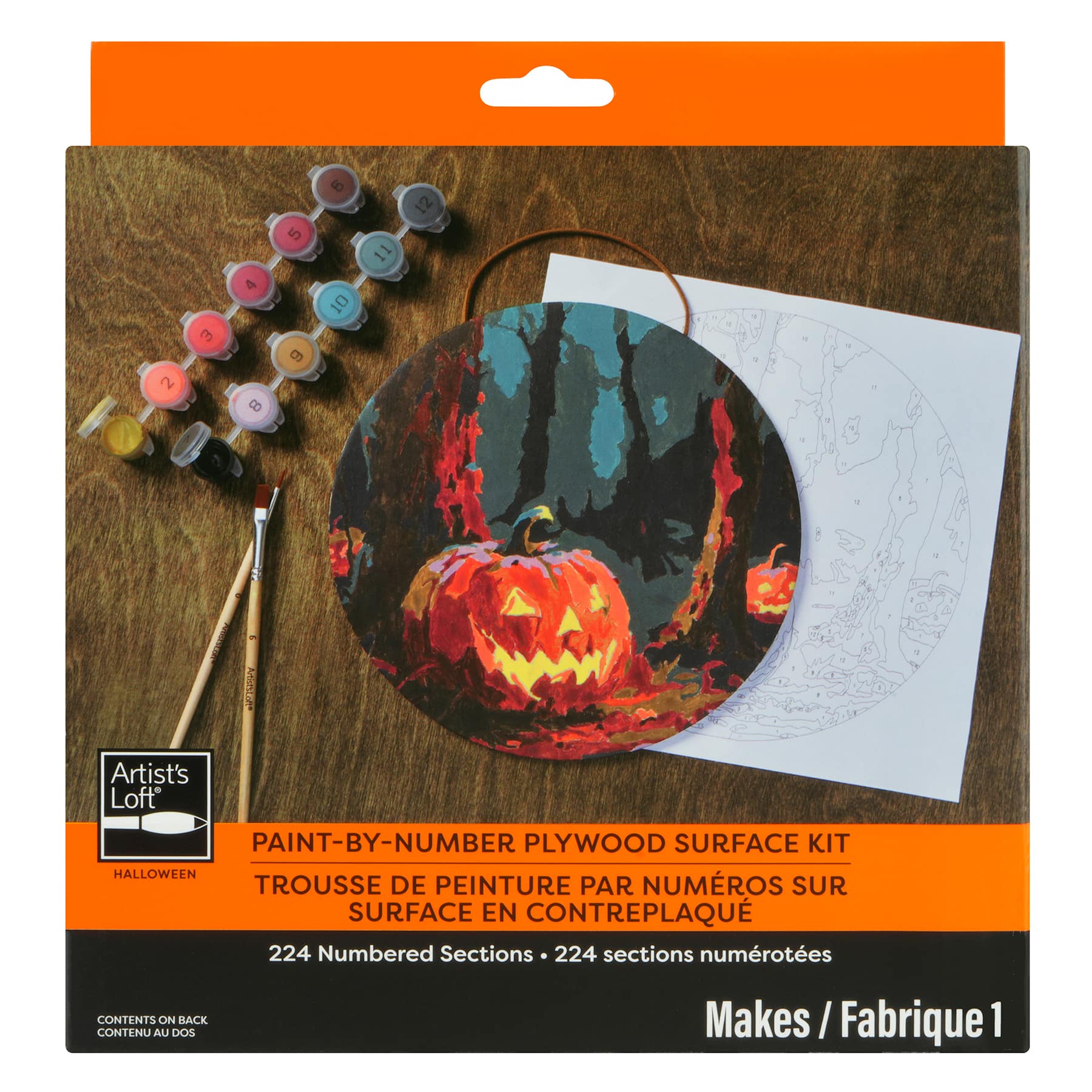 8" Jack-o'-Lantern Paint-by-Number Plywood Surface Kit by Artist's Loft®