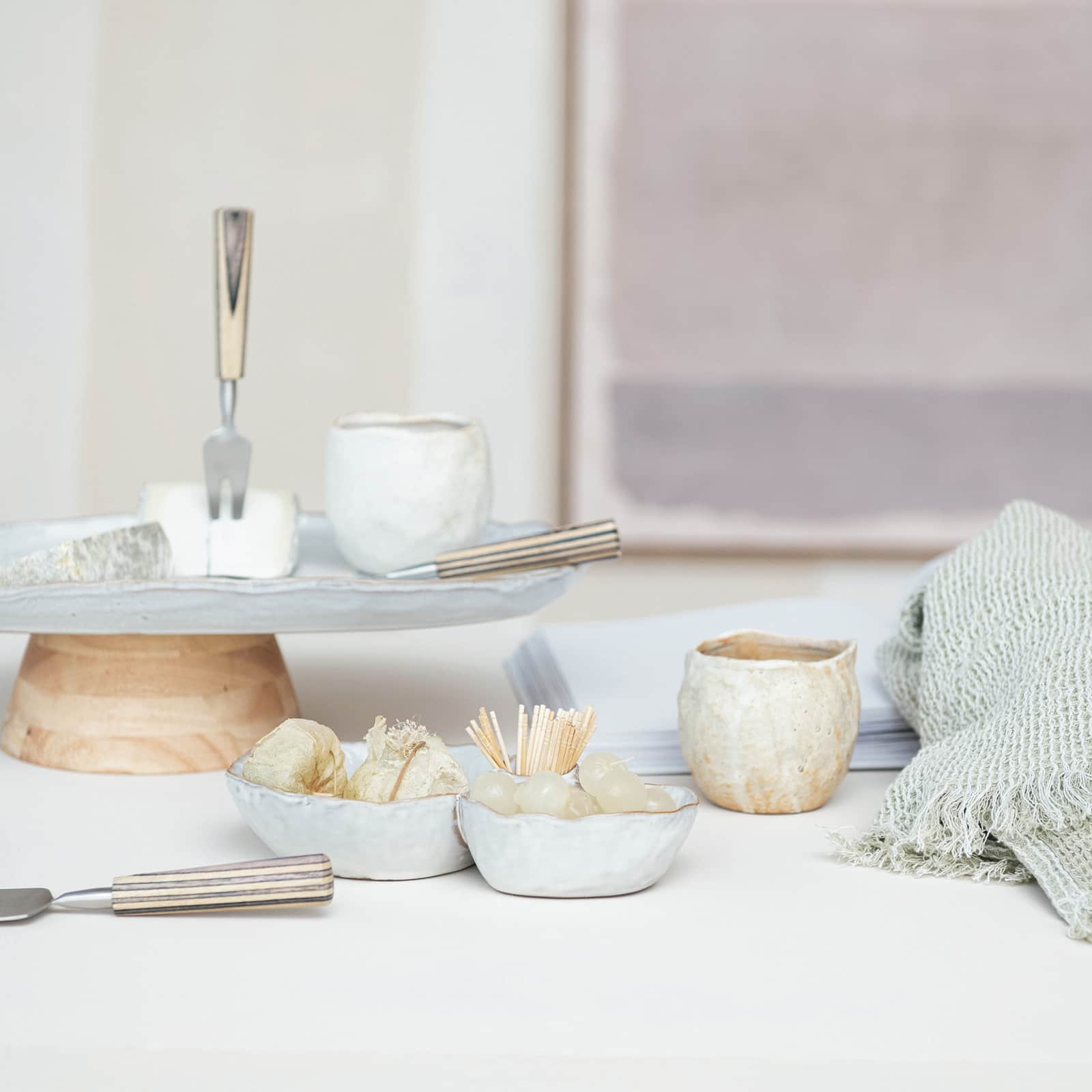 Hello Honey® 8" White Tri-Section Stoneware Dish