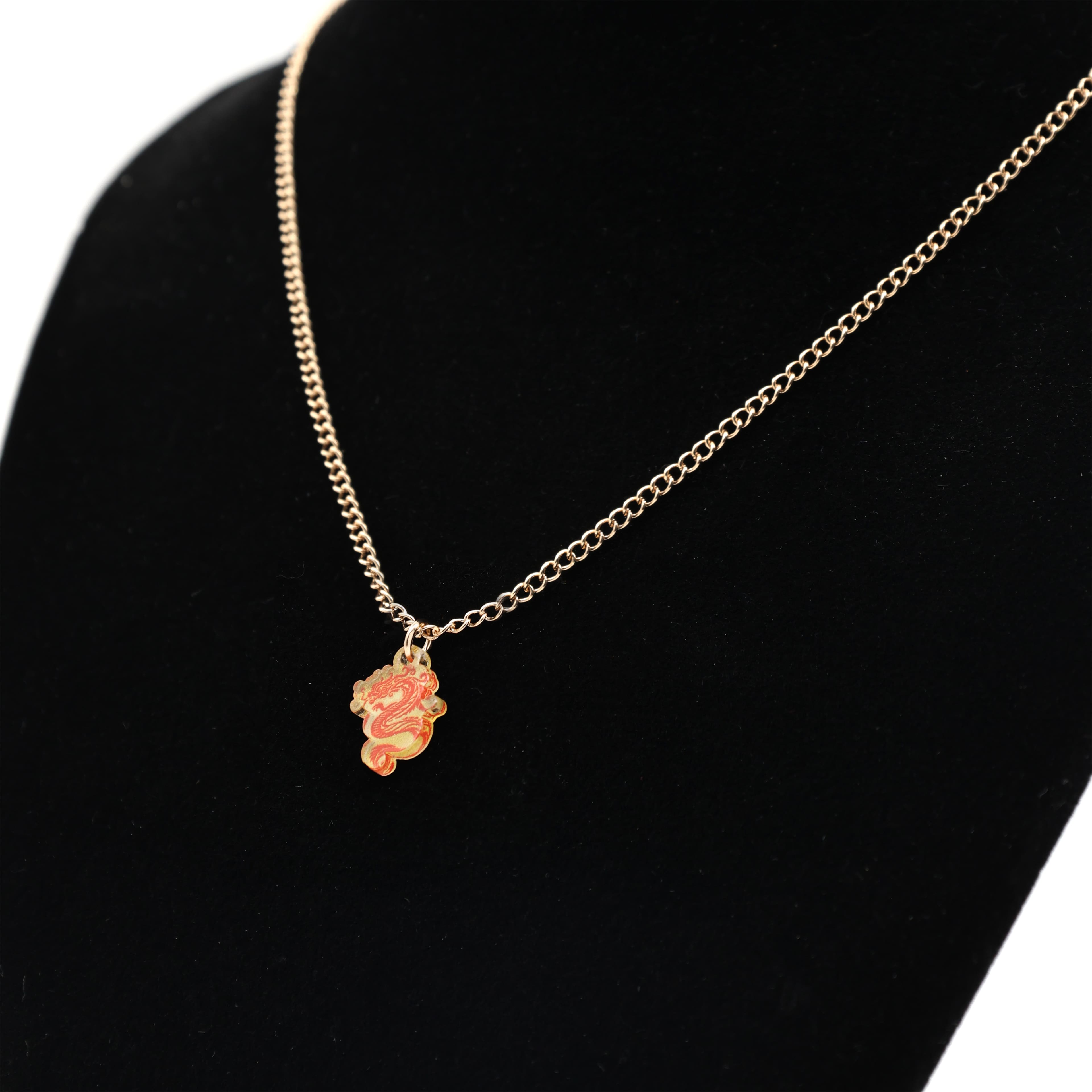Red Mahjong Dragon Necklace by Fab Finds