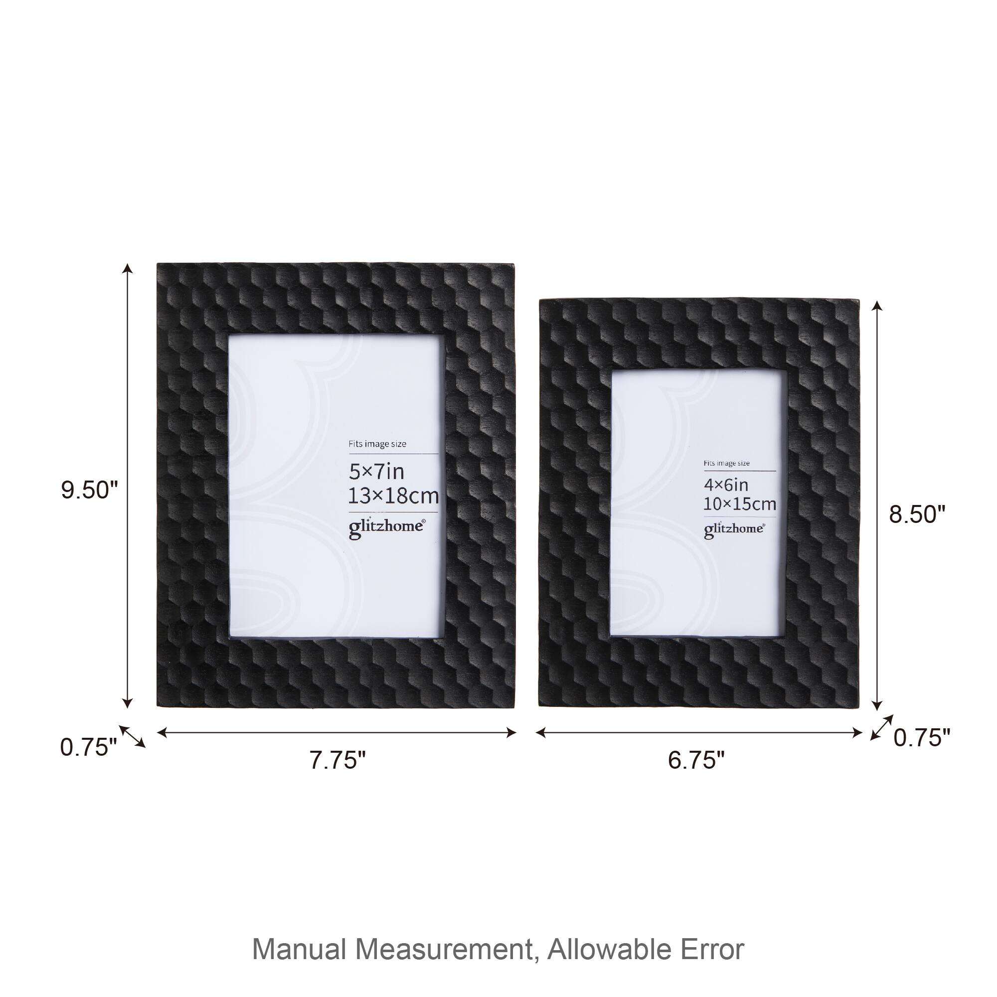 Glitzhome® Black Honeycomb Resin Tabletop Picture Frame Set