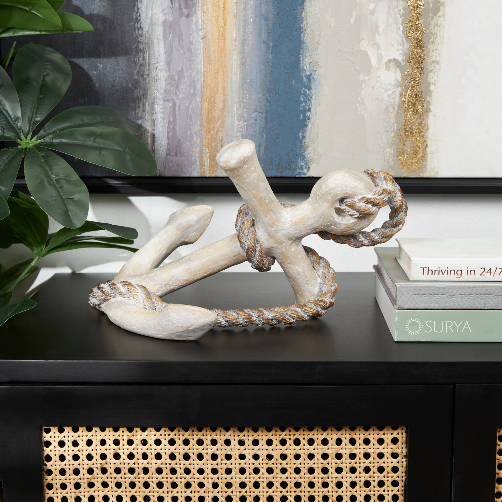 12" Anchor Distressed Sculpture with Rope