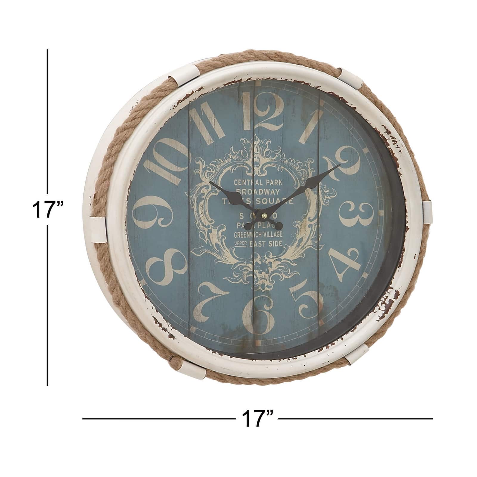 17" Blue Metal Coastal Wall Clock