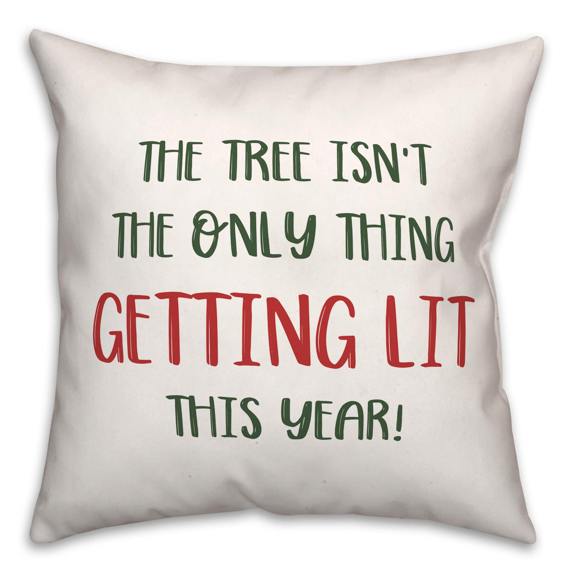 Getting Lit Xmas Tree 18x18 Throw Pillow