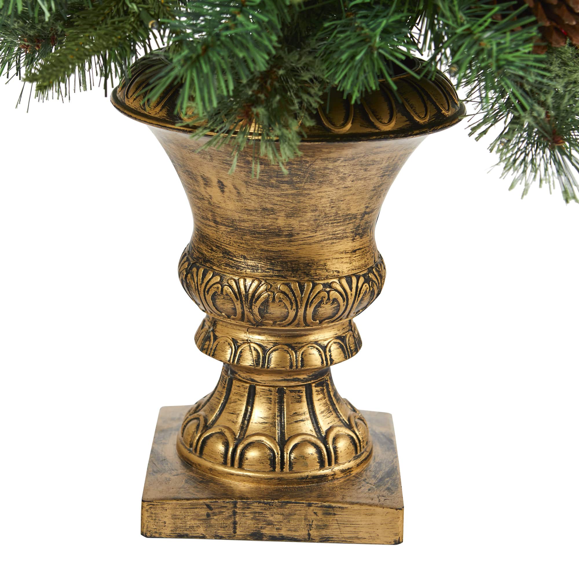 4ft. Pre-Lit Pine Artificial Potted Christmas Tree with Pinecone & Berries, Clear LED Lights