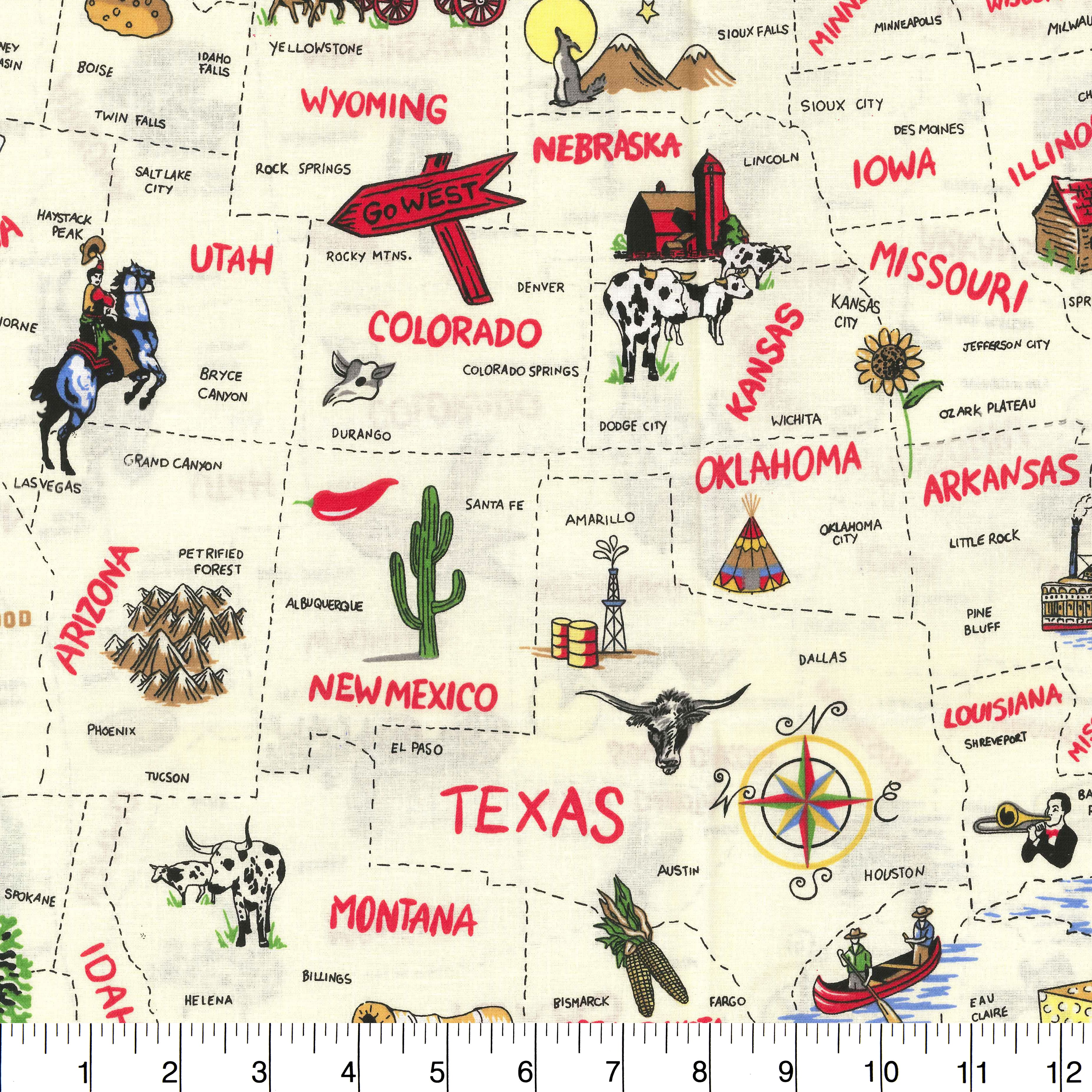 Fabric Traditions United States Map Cotton Fabric