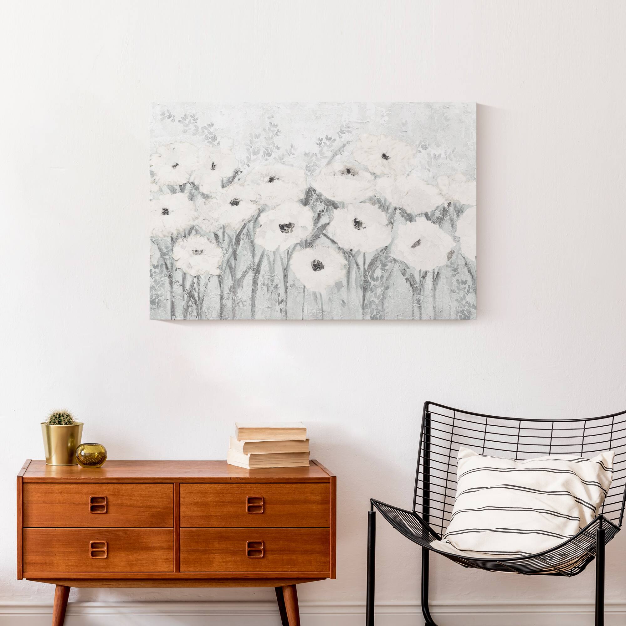 Florals In Gray 30" x 20" Canvas Wall Art