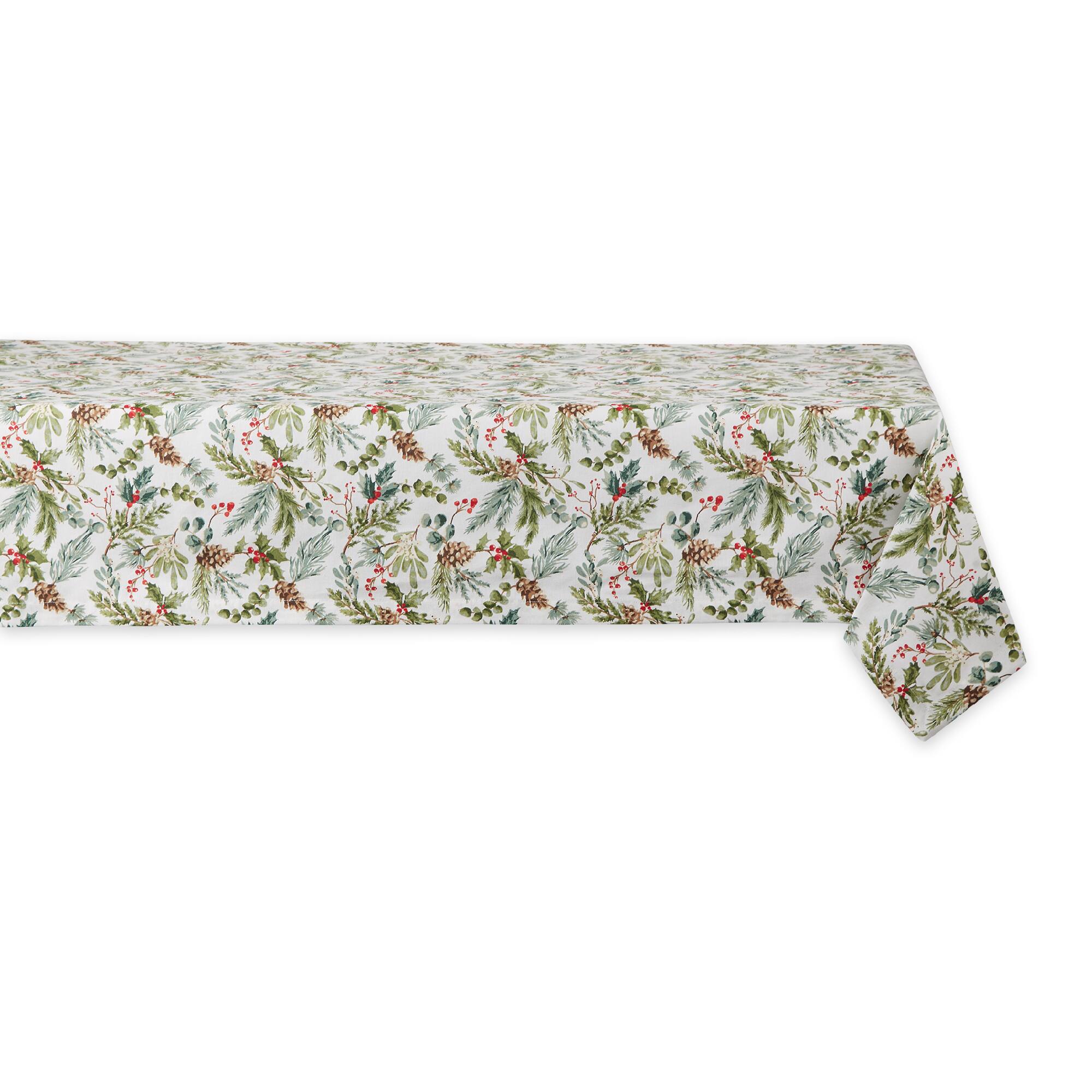 DII® 52" Heritage Holiday Sprigs Printed Tablecloth