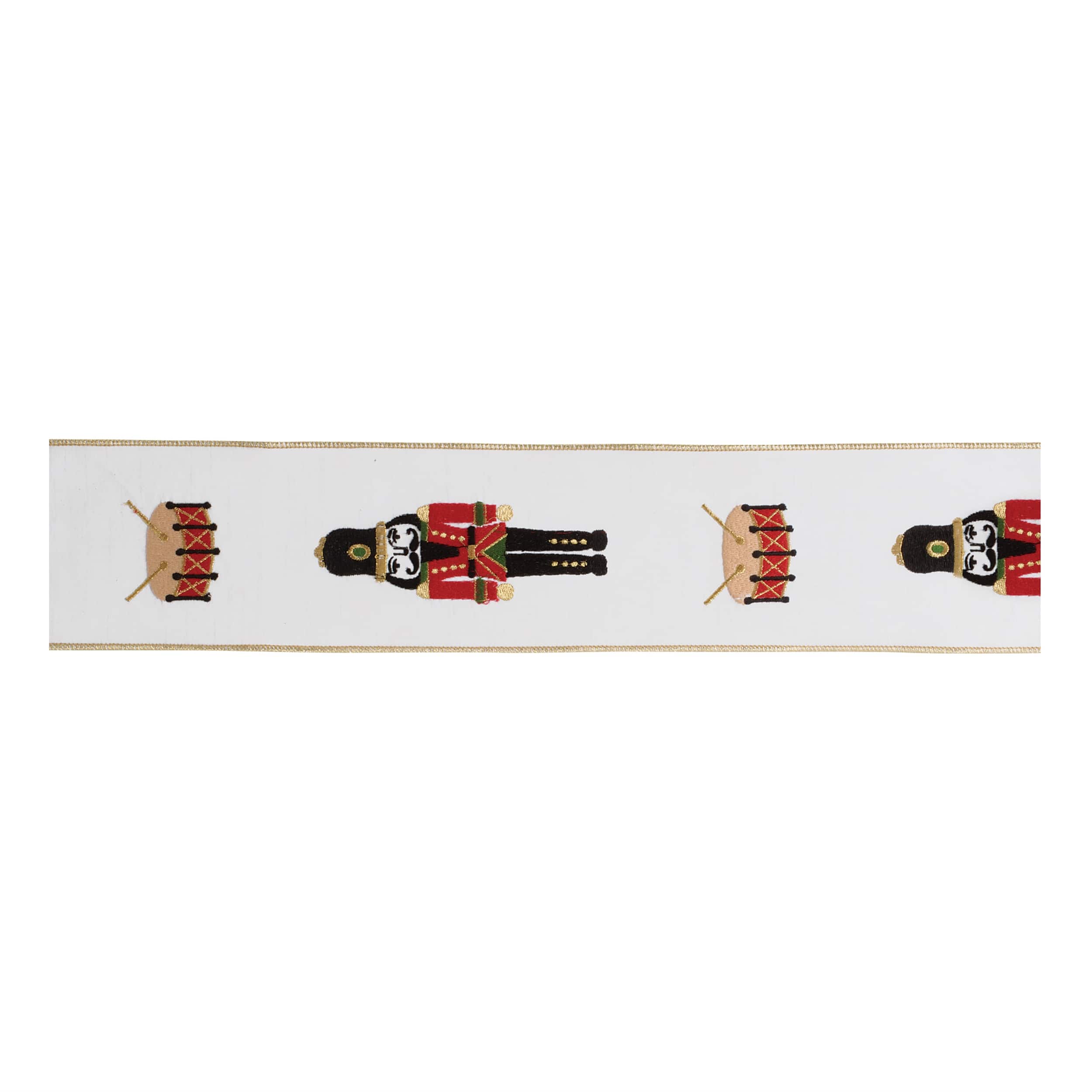 Melrose 4" x 5yd. Embroidered Nutcracker Wired Ribbon