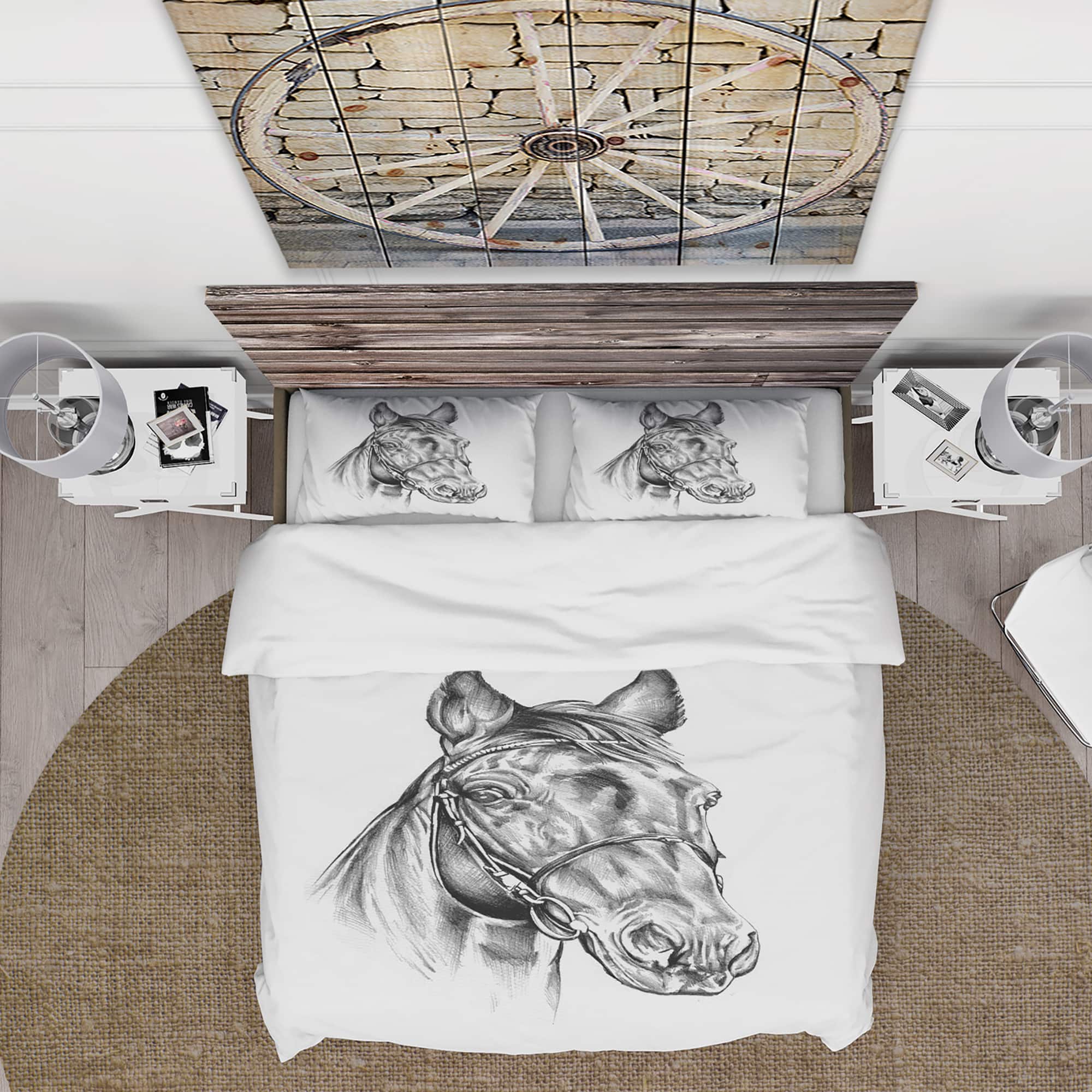 Designart 'Freehand Horse Head Pencil Drawing
