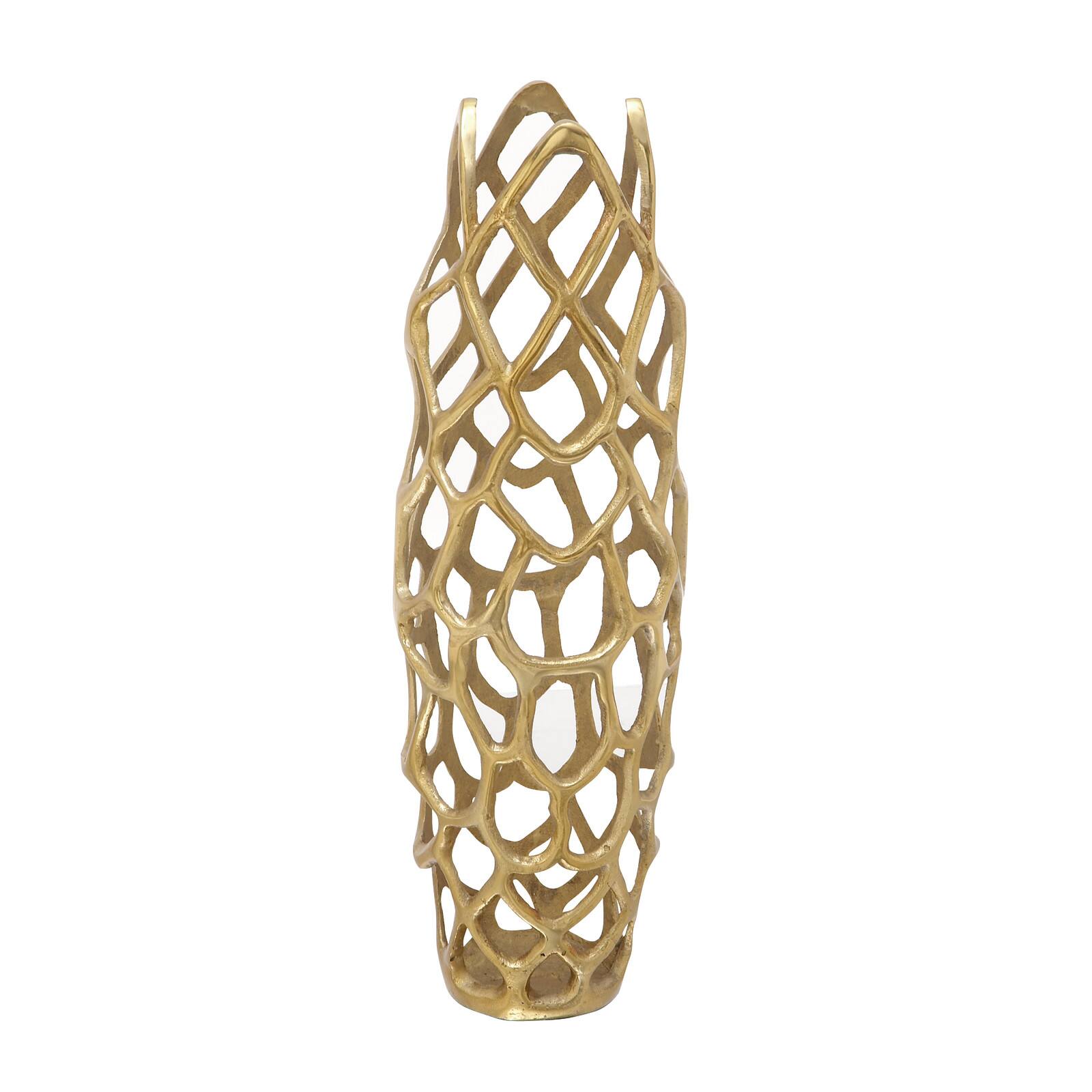 27" Gold Aluminum Contemporary Vase