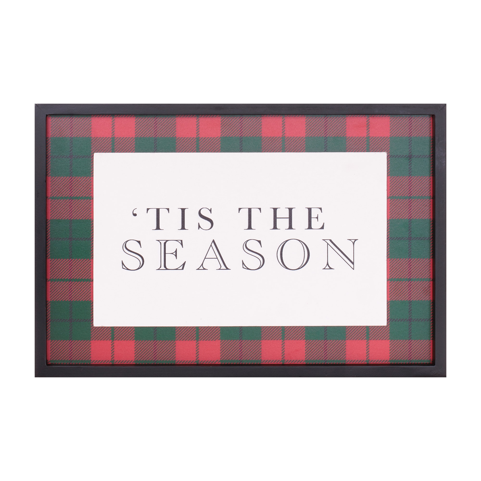 Melrose 16" x 12" Framed Plaid Tis the Season Print Wall Art