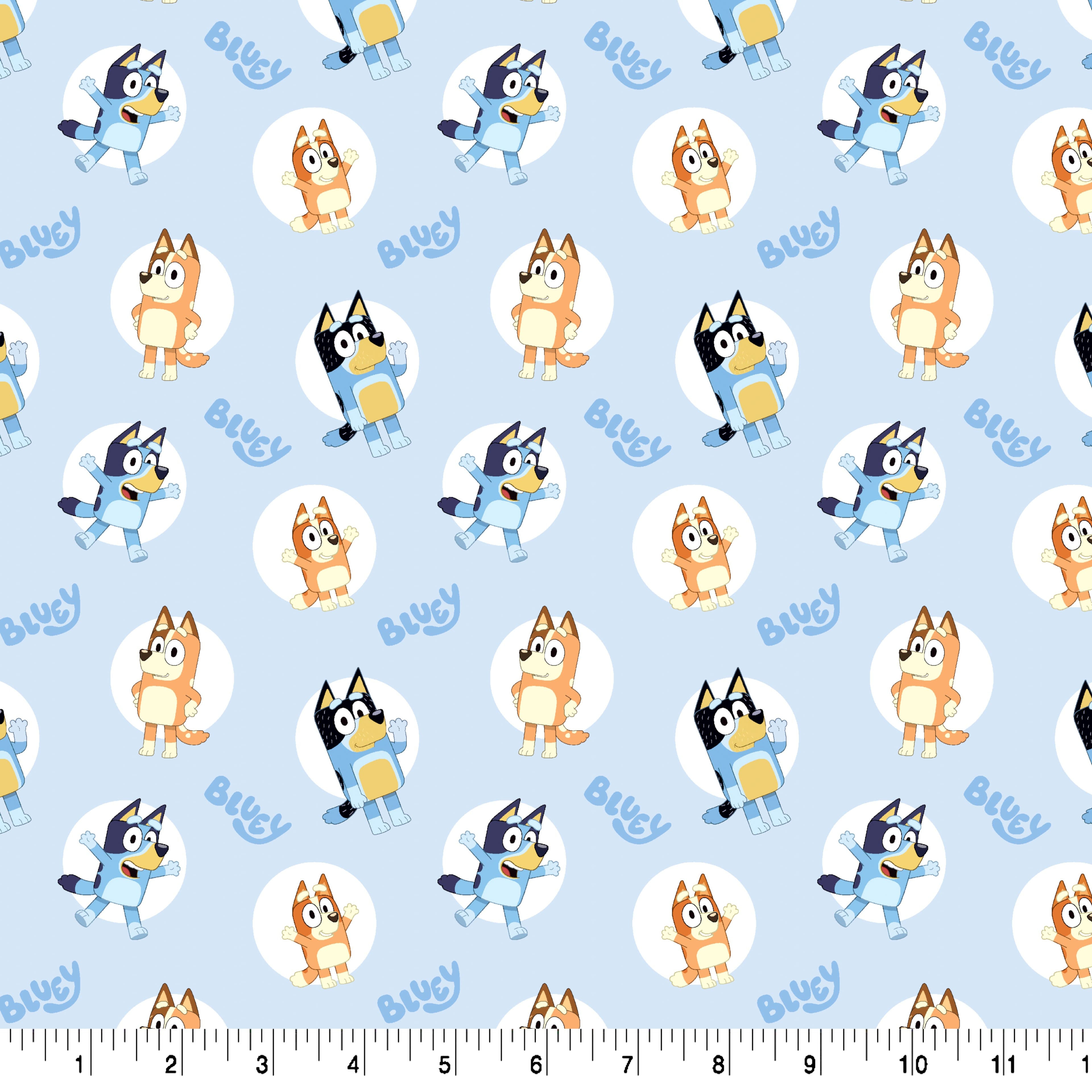 Bluey Circles Cotton Fabric