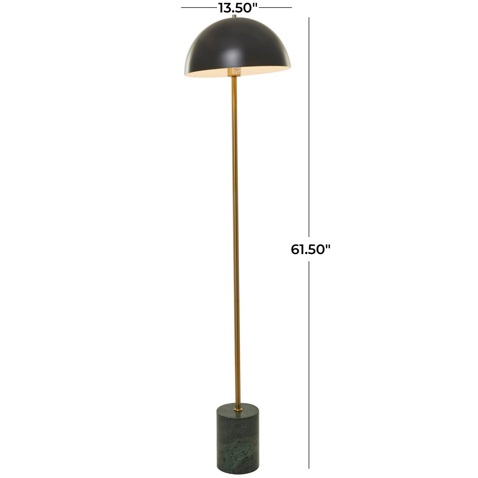 Black Metal Umbrella Style Floor Lamp with Marble Base 14" x 14" x 62"