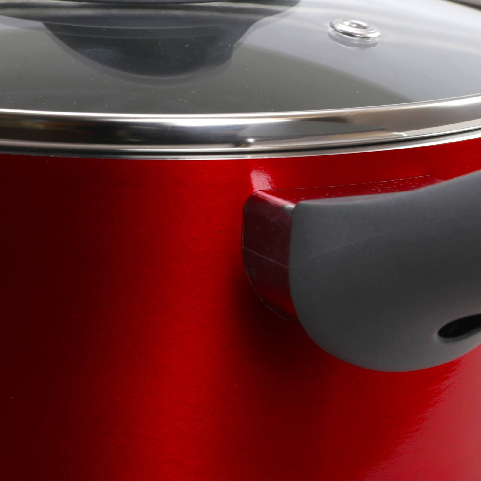 Oster Herscher 2.5qt. Red Aluminum Sauce Pan With Tempered Glass Lid