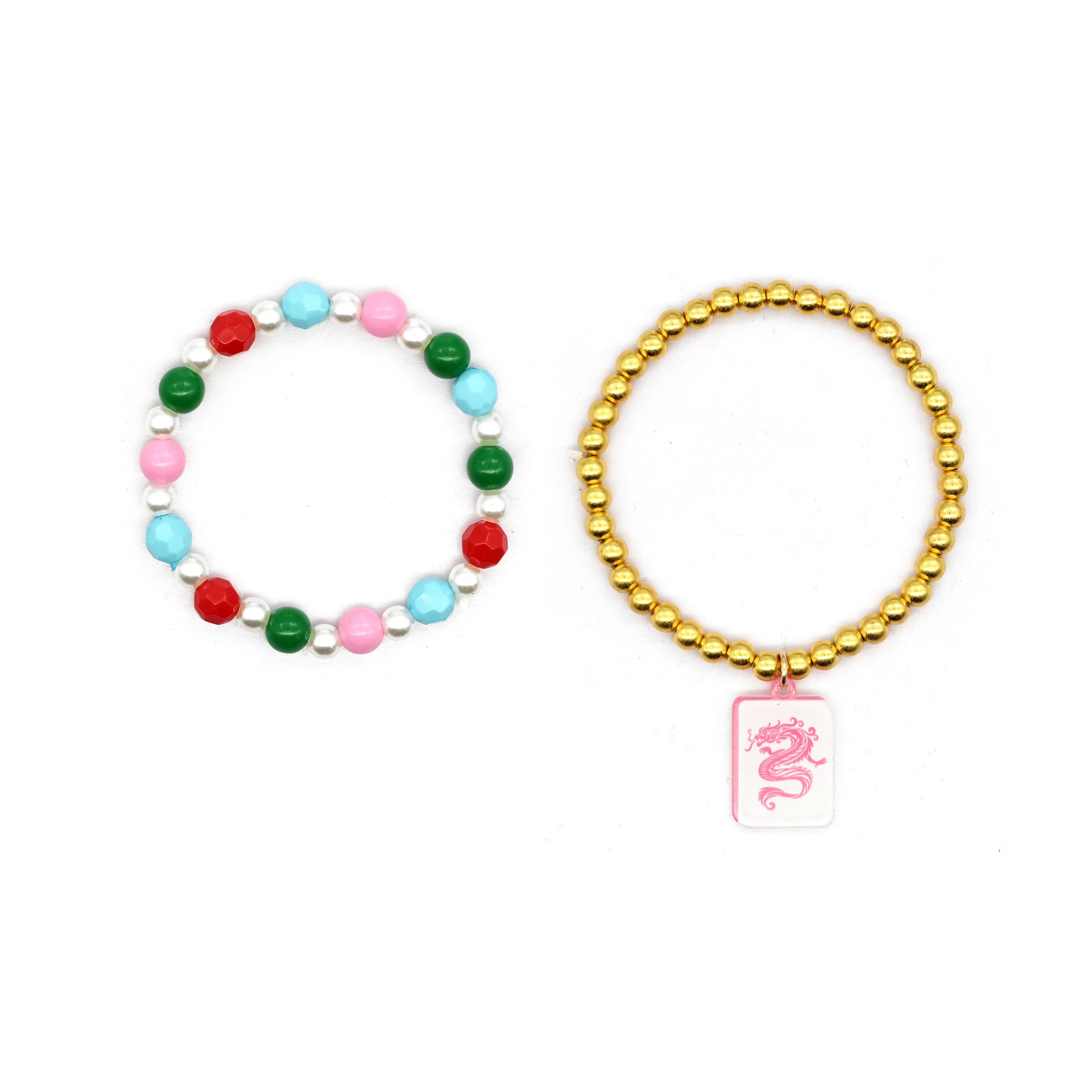 Mahjong Green & Pink Bracelets by Fab Finds