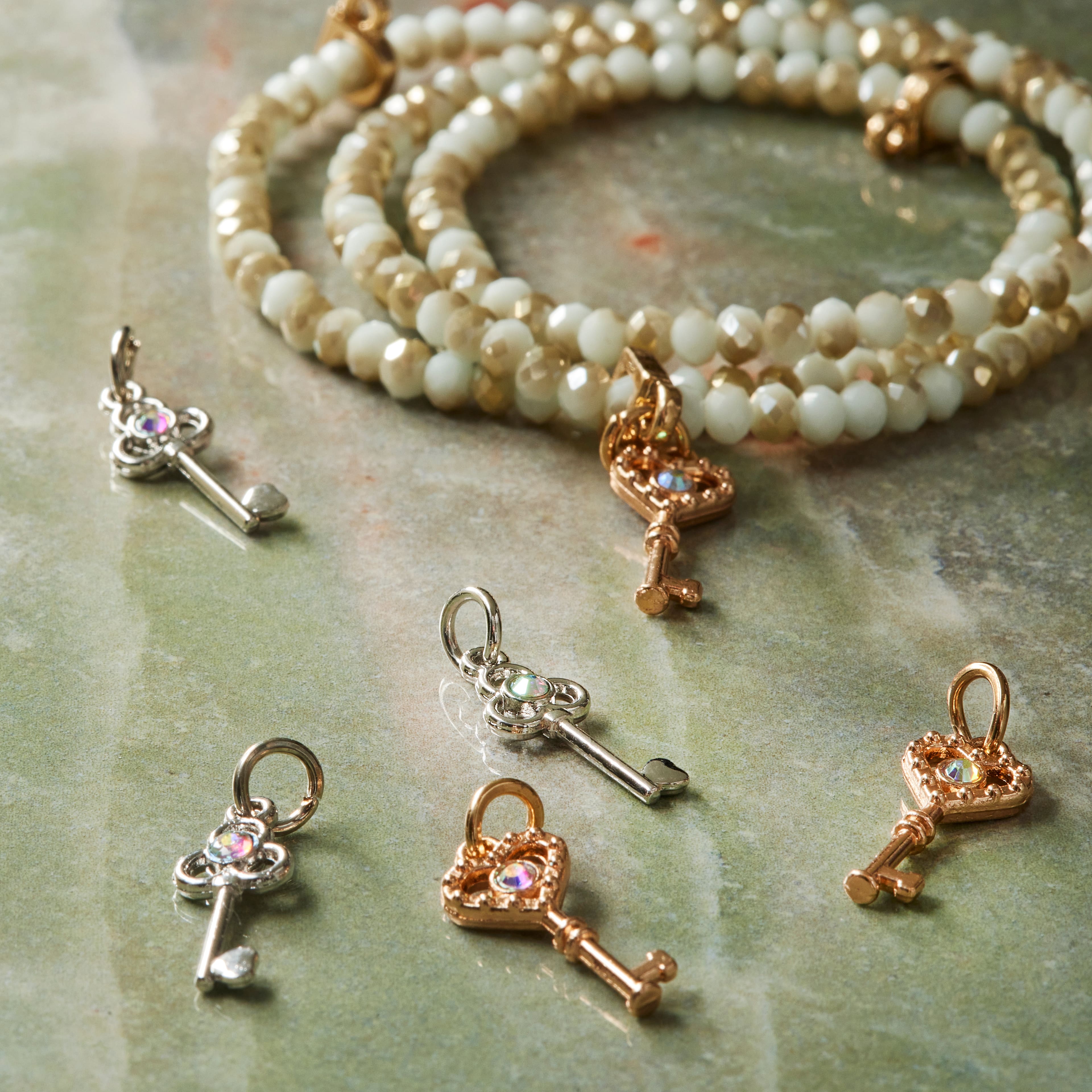 Gold & Rhodium Key Charms by Bead Landing™