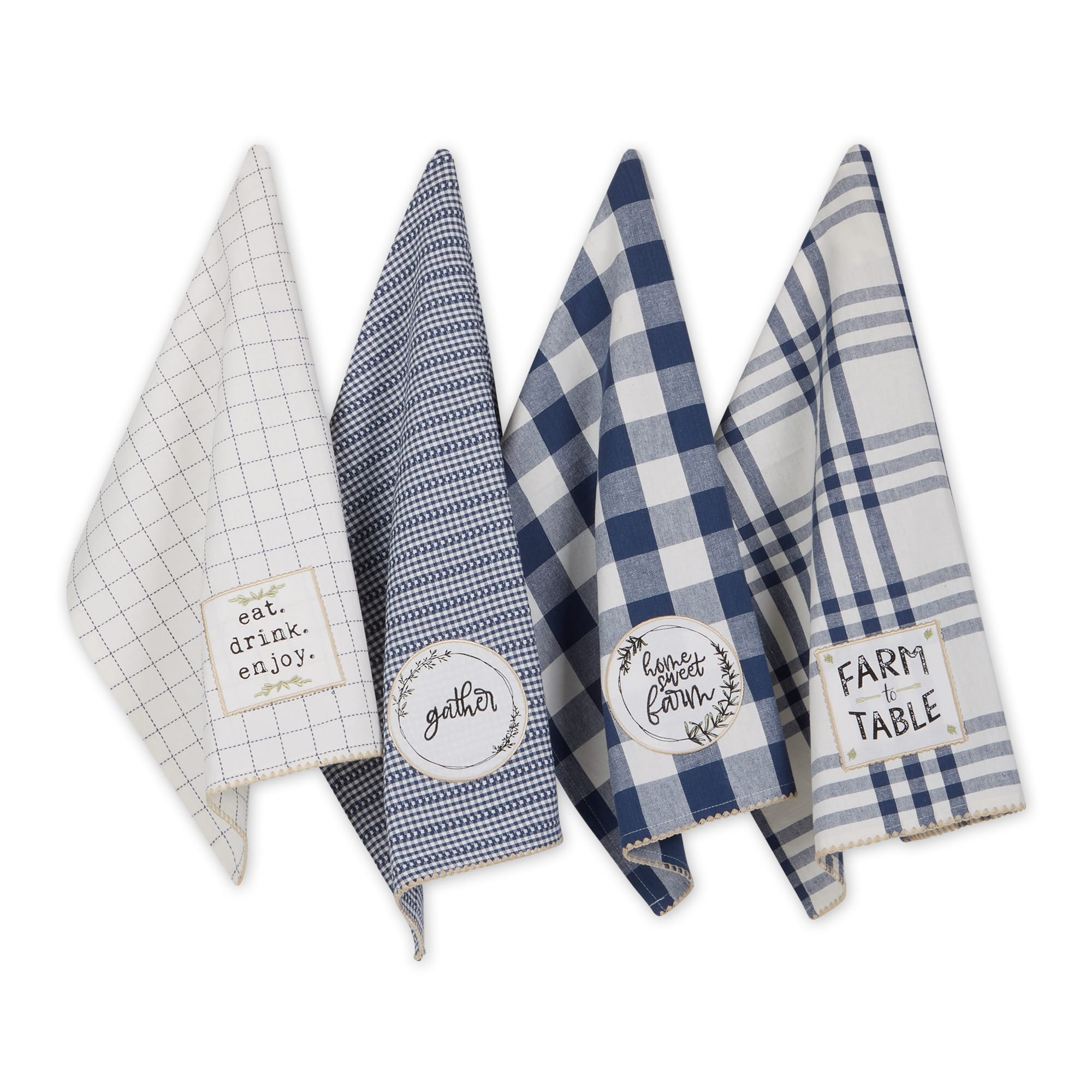French Blue  Farm To Table Embellished Dishtowel (Set of 4)