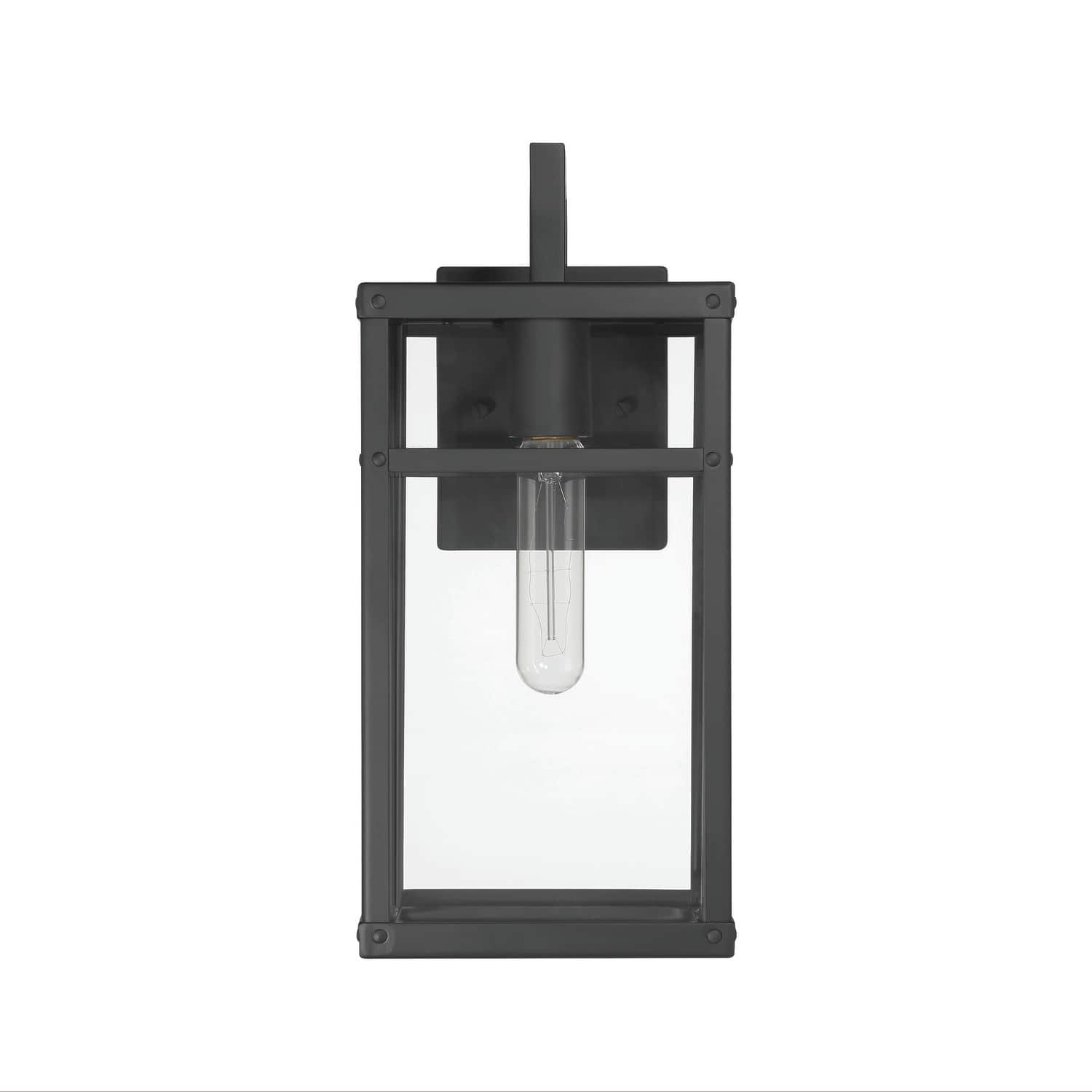 Hello Honey® Blake Black Modern Metal & Clear Glass Paneled Wall Mounted Outdoor Light