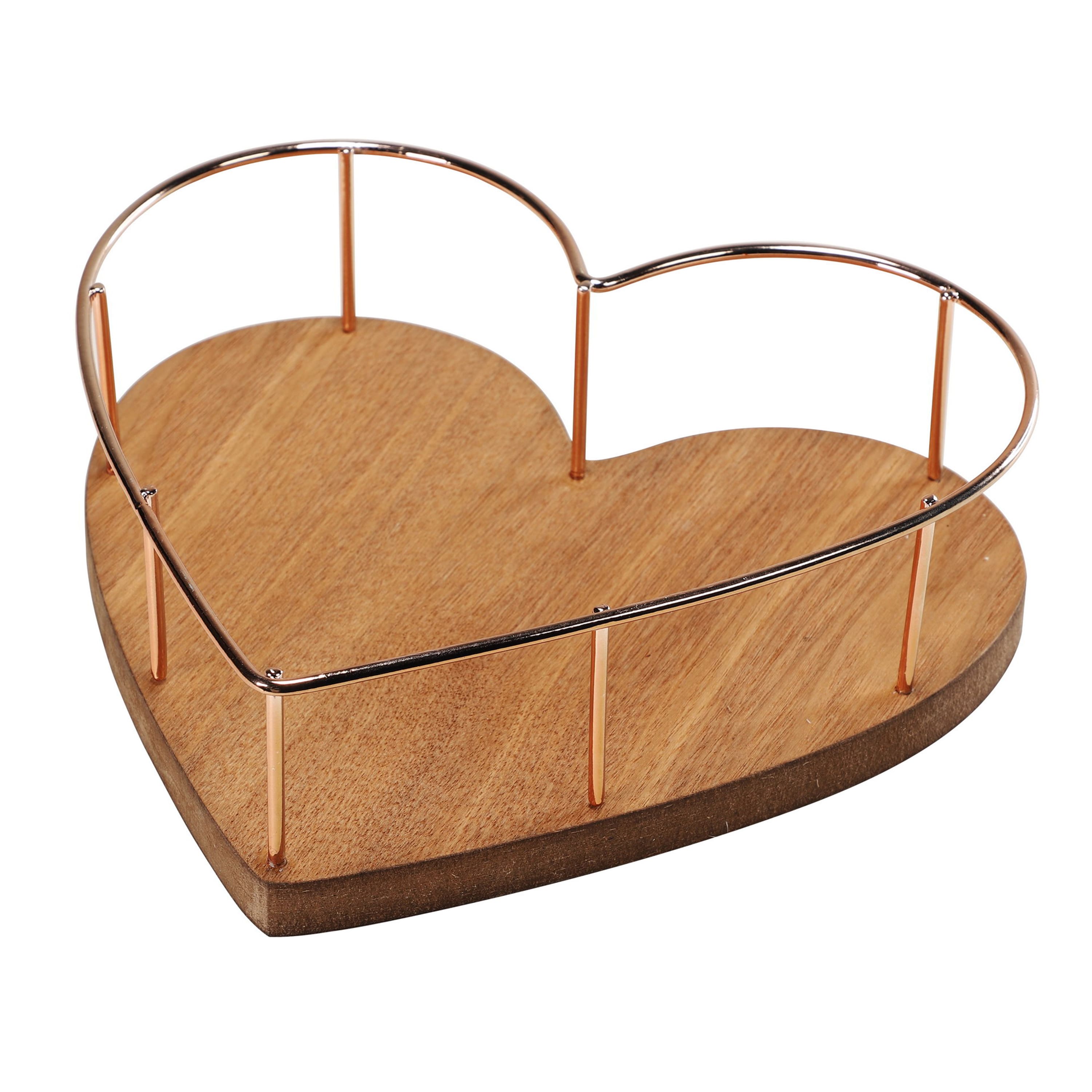 6 Pack: 9" Heart Shaped Tray with Wooden Base