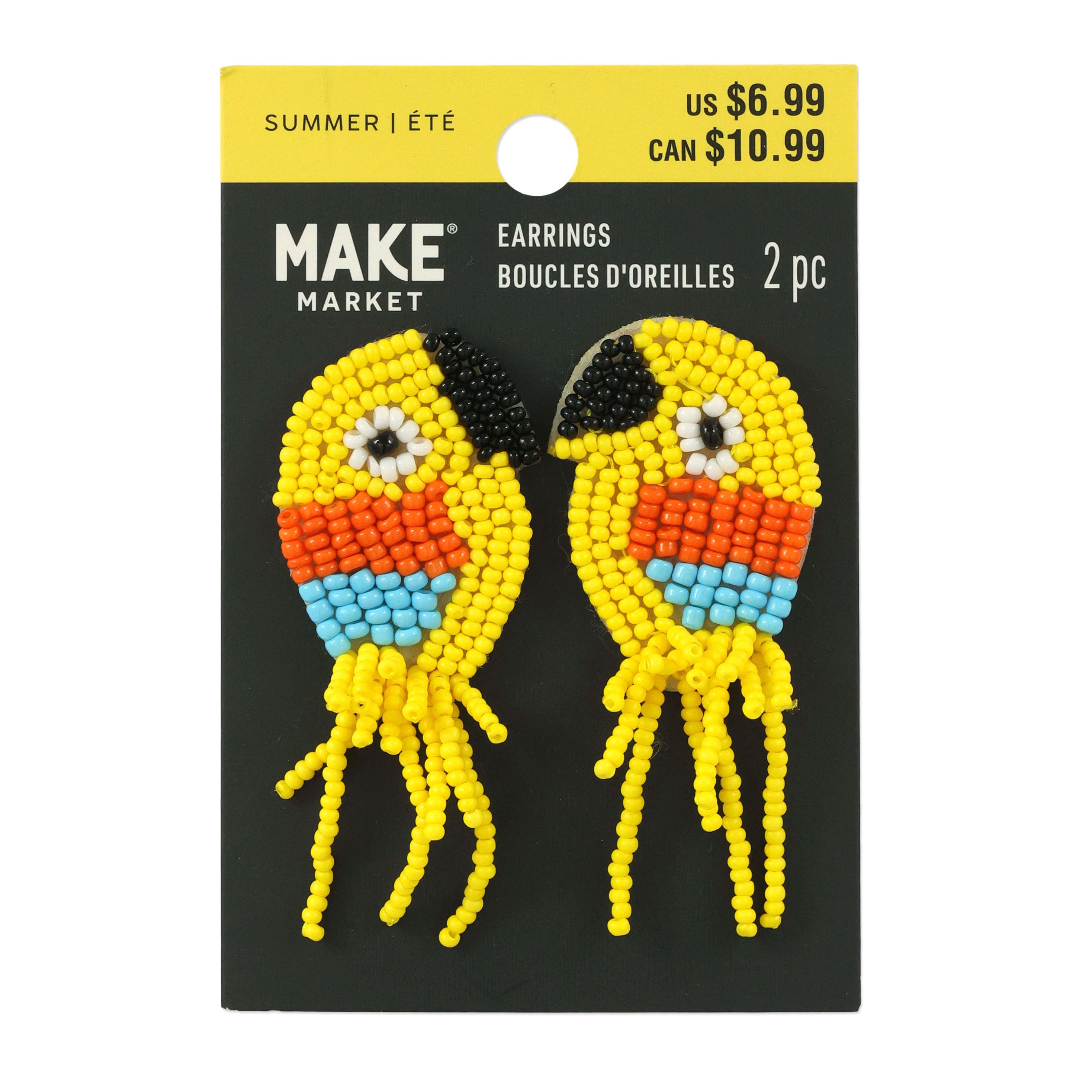 Summer Yellow Parrot Bead Earrings by Make Market®