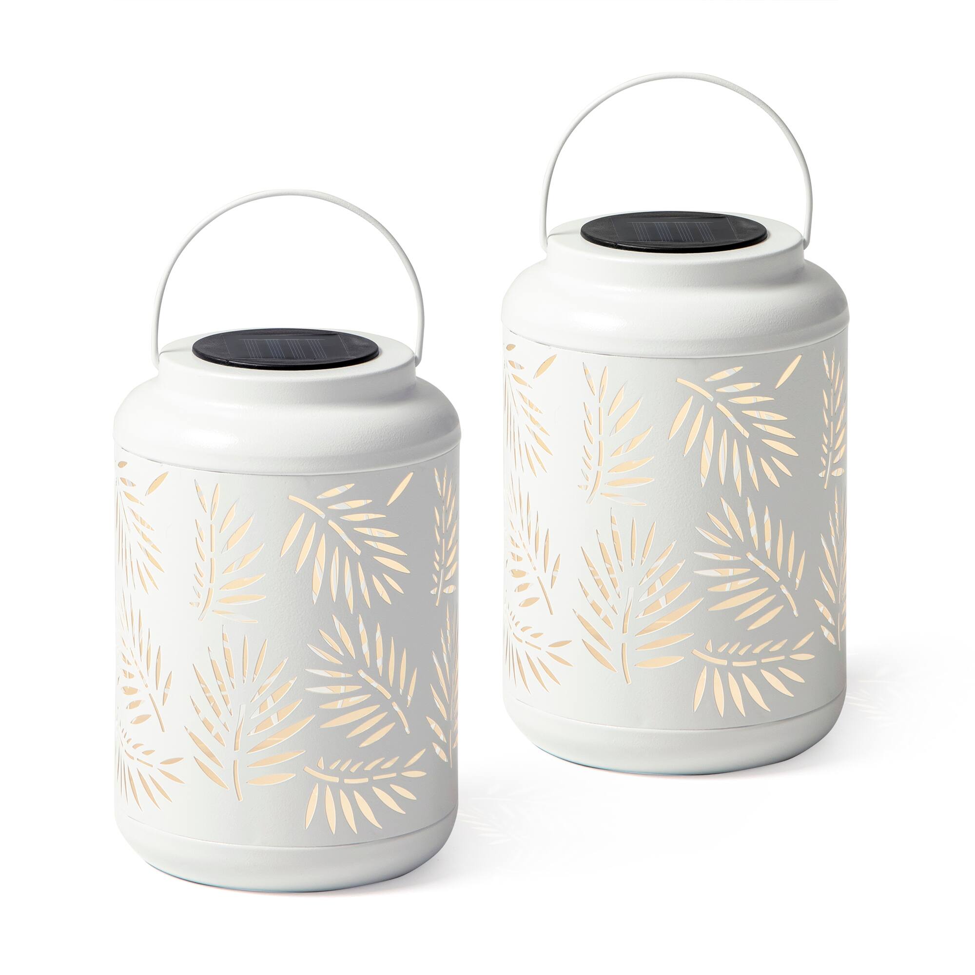 Glitzhome® 8.5" Leaf Cutout Solar Powered Hanging Lantern