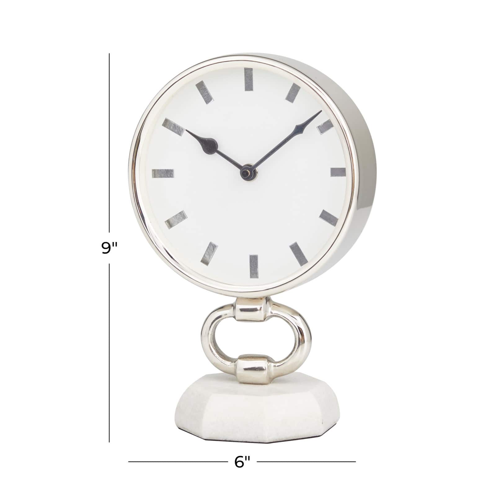 Silver Modern Abstract Clock, 6" x 4" x 10"