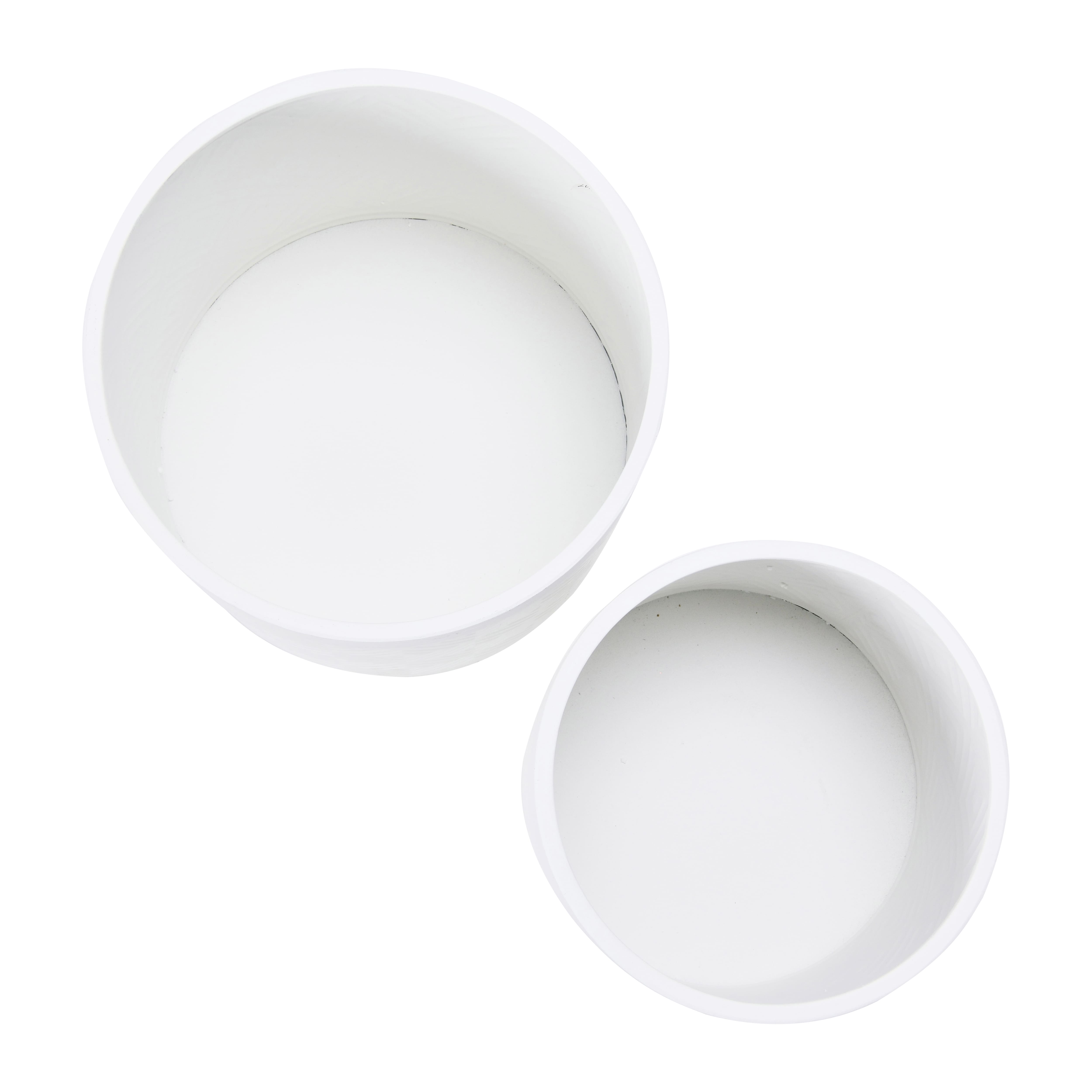 Hello Honey® White & Black Boho Embossed Metal Planters with Stands Set