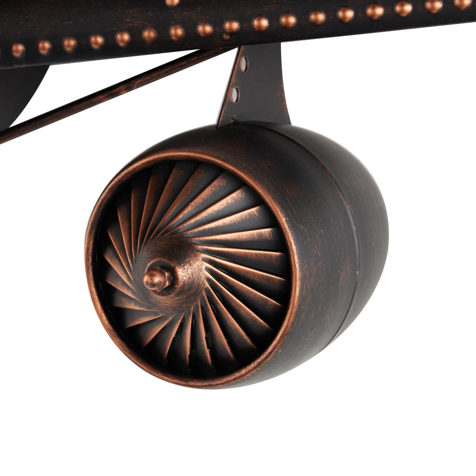 17" Dark Brown Metal Airplane Decorative Wall Clock with Copper Accents