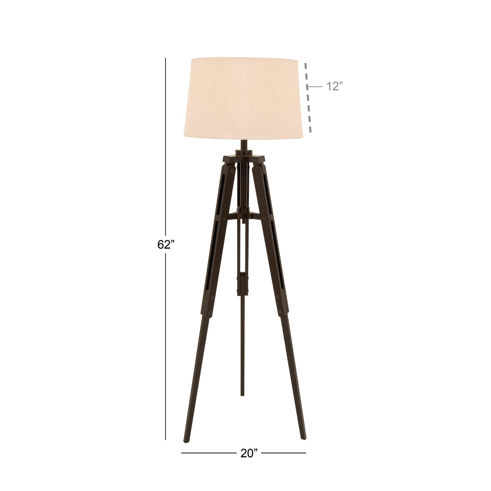 Black Wood Industrial Floor Lamp, 62" x 21" x 21"