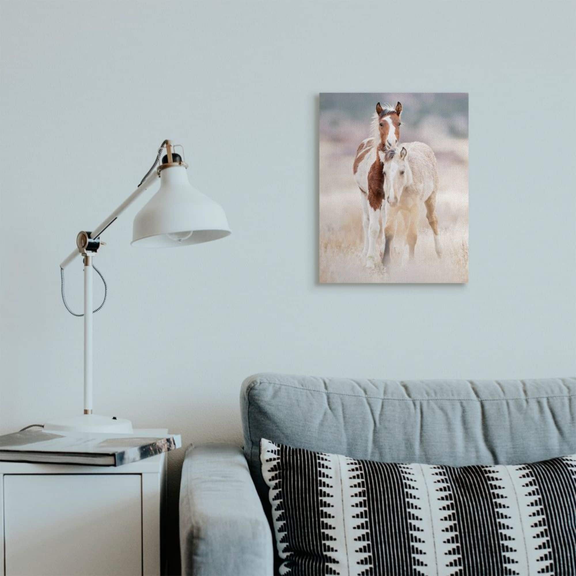 Stupell Industries Calm Horses in Muted Beige Meadow Photograph Canvas Wall Art