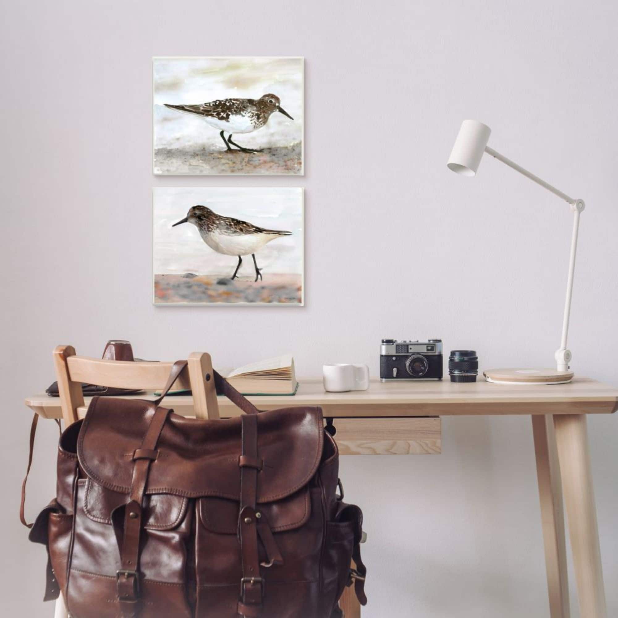 Stupell Industries Sandpipers on Coast Nautical Bird Beach Scene Framed Wall Art
