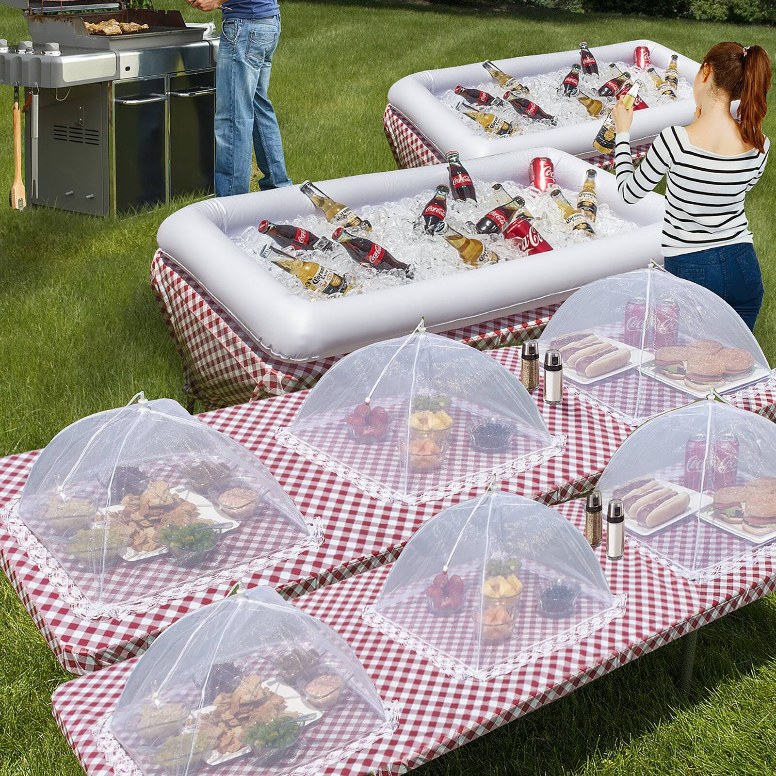 Sorbus Inflatable Bar and Food Cover Umbrellas Bundle
