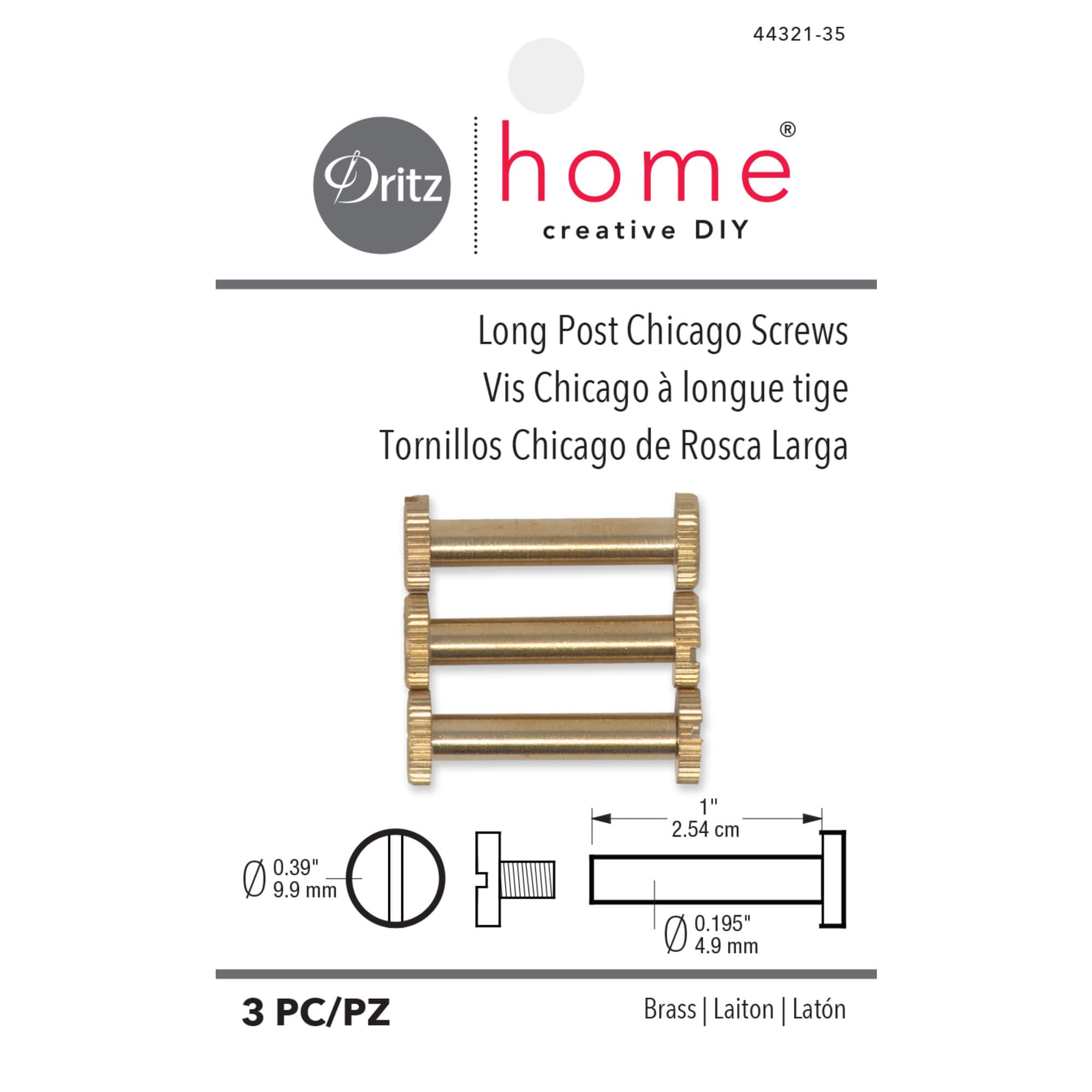 Dritz® Home Brass Long Post Chicago Screws for Binding, 3ct.