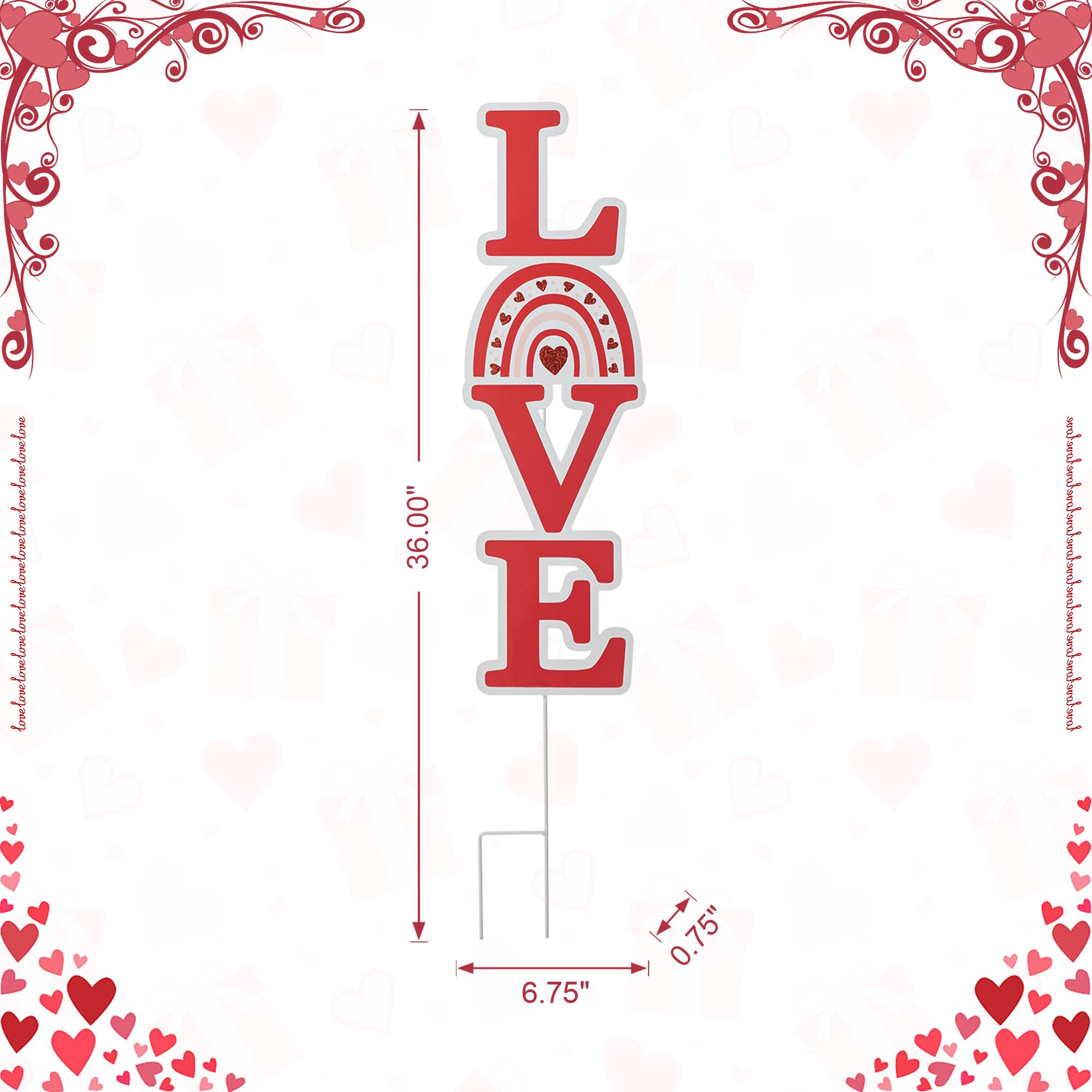 Glitzhome® 36" Valentine's Metal Rainbow "LOVE" Yard Stake