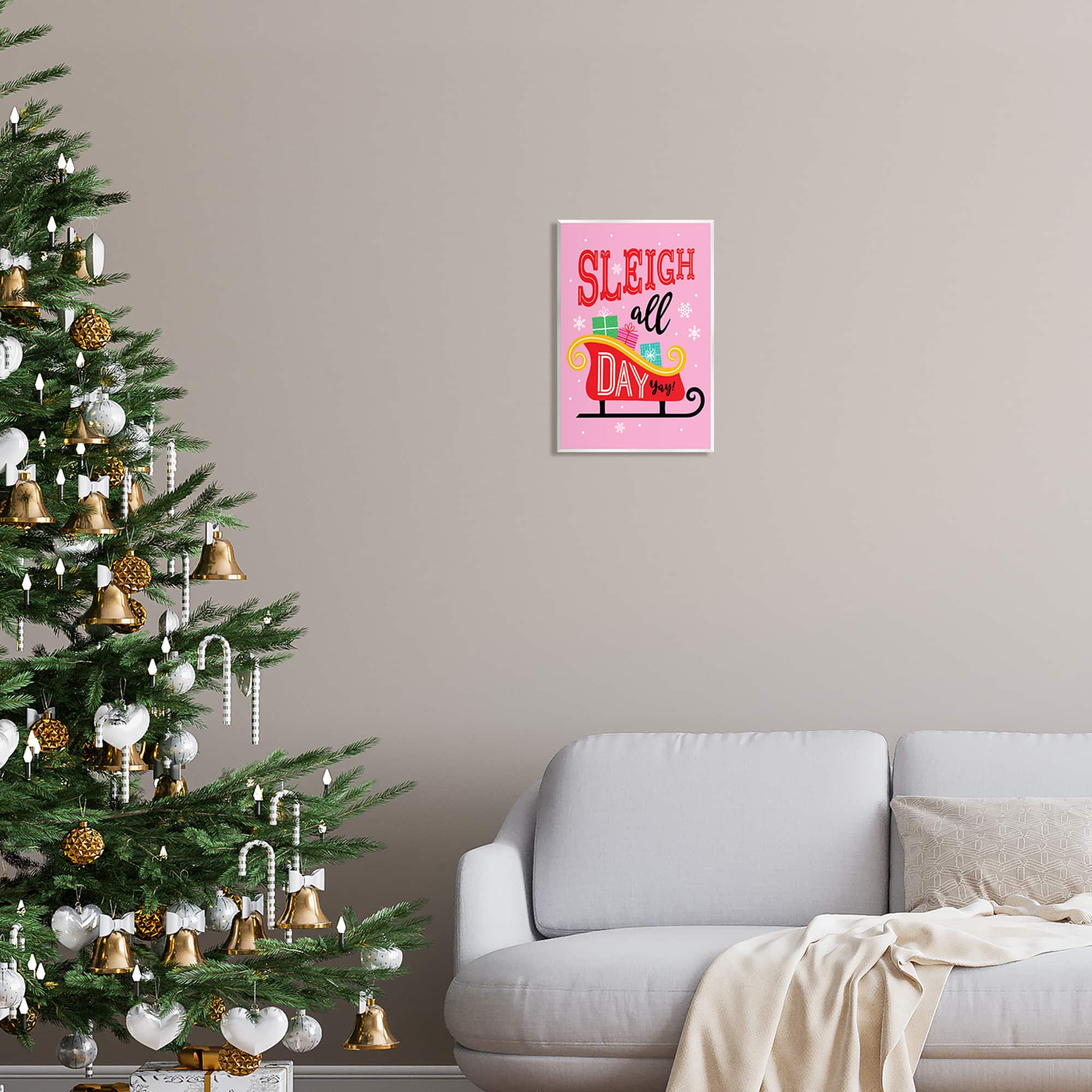 Stupell Industries Sleigh All Day Bold Gift Sled Wall Plaque Art