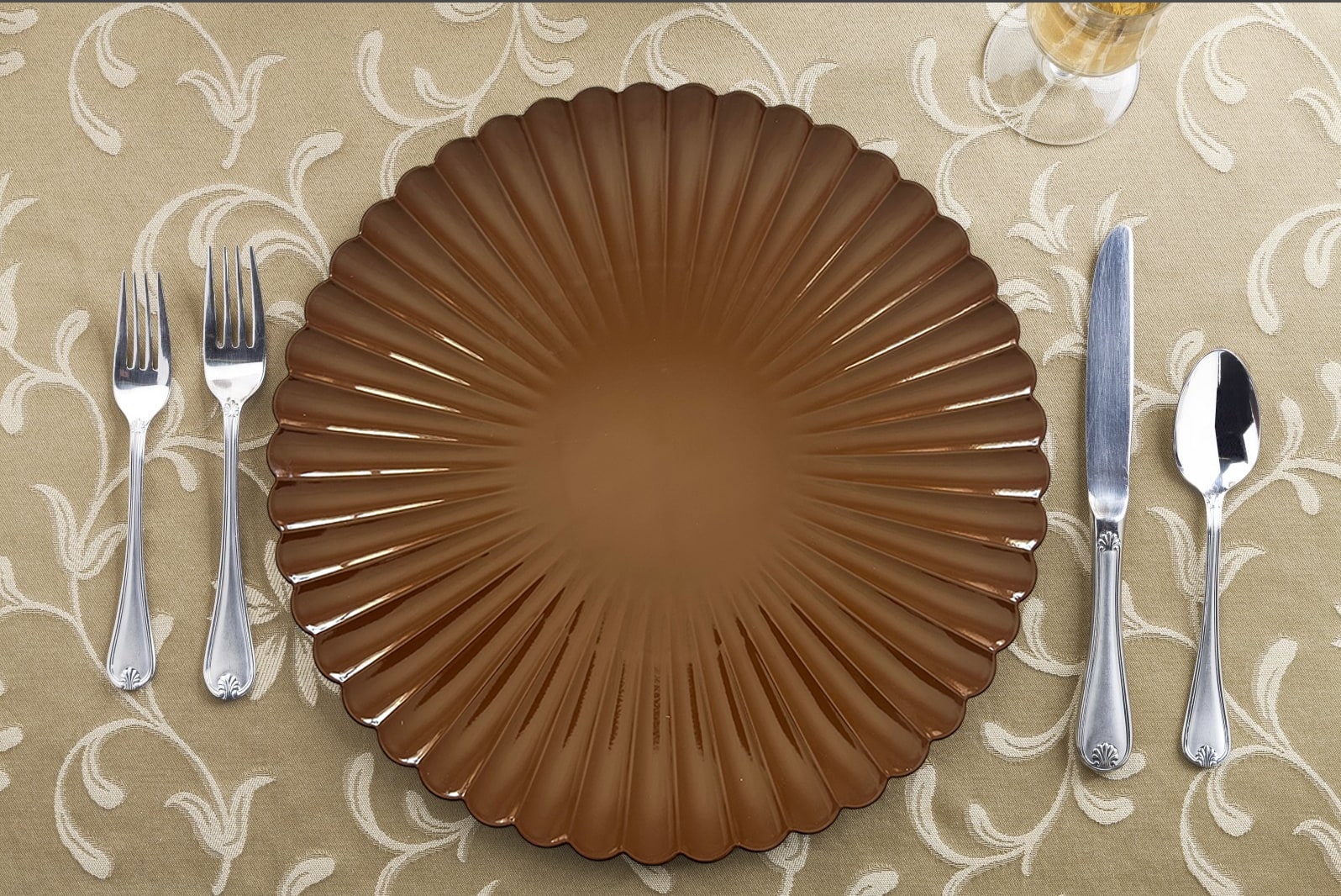 13" Thanksgiving Brown Scalloped Chargers, 4ct. by Celebrate It™