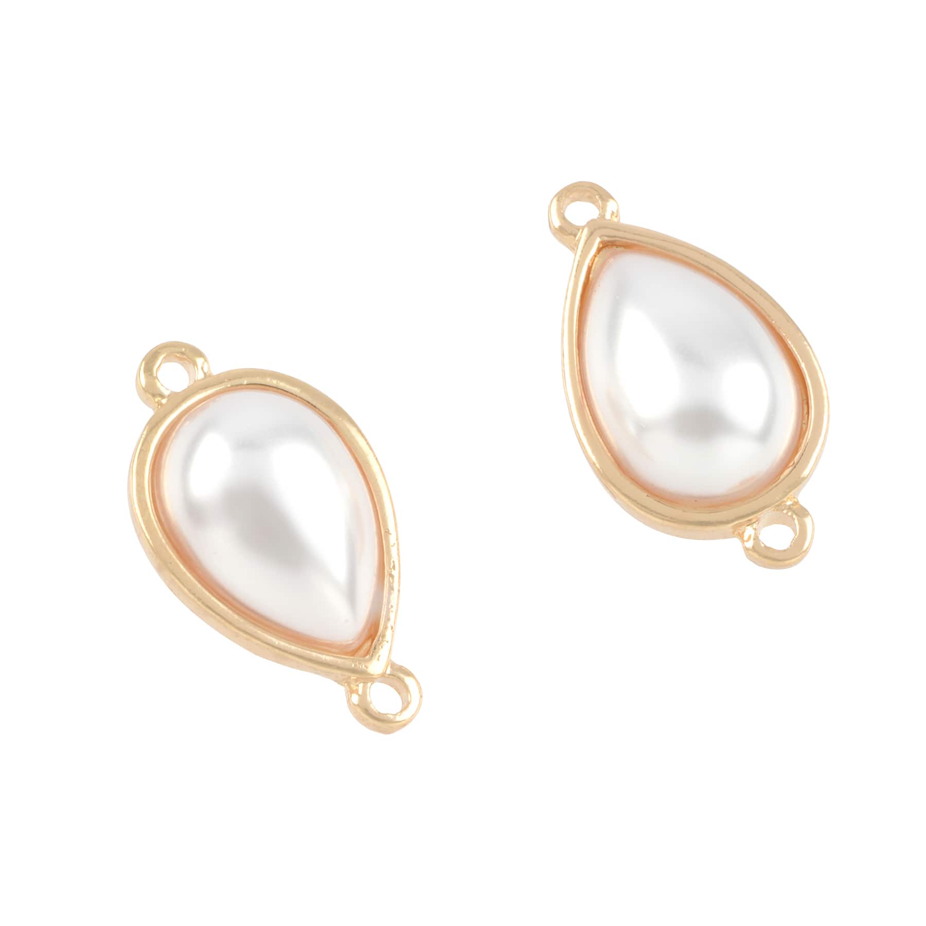 White & Gold Pearl Oval Connectors, 22mm by Bead Landing™