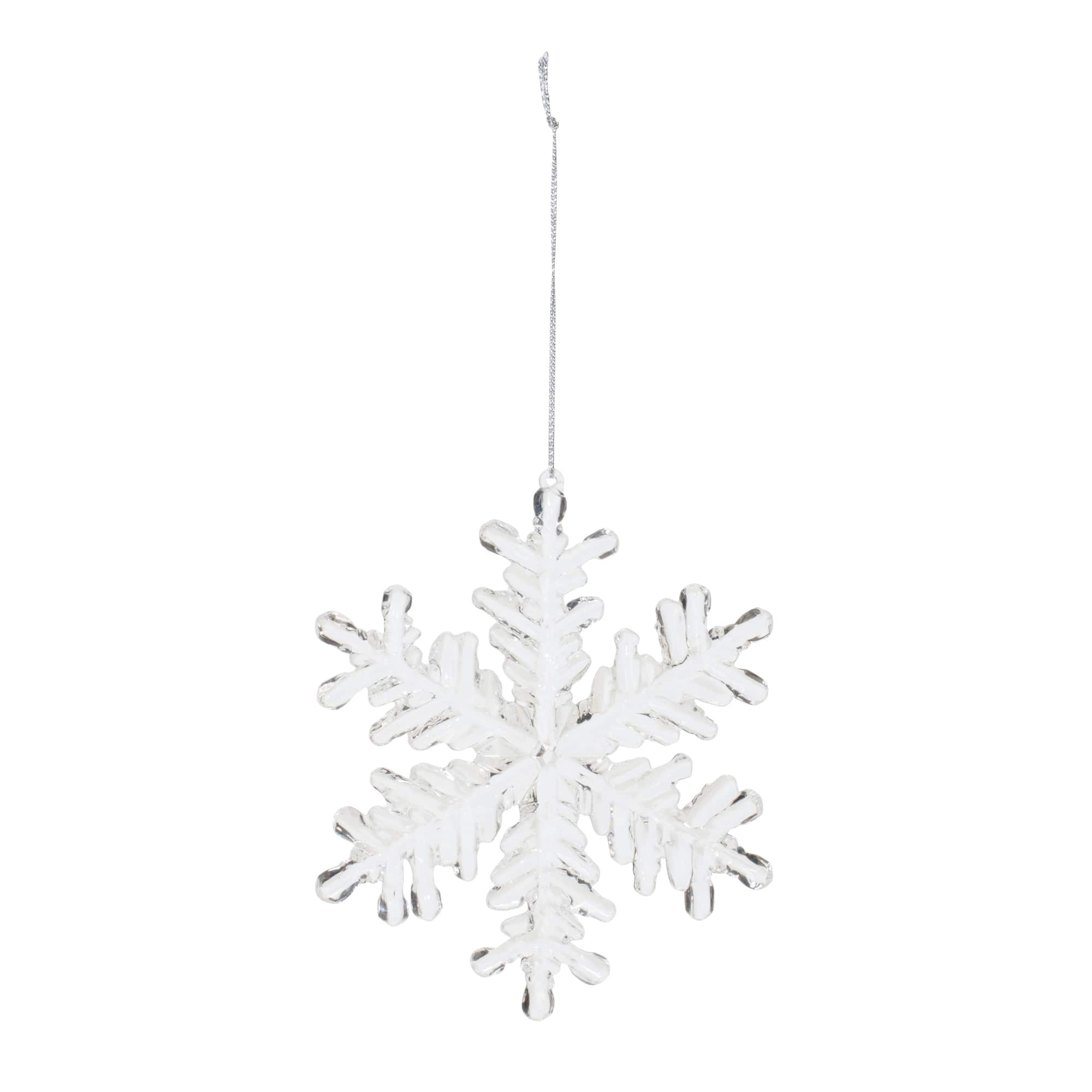 5.5" Clear Acrylic Snowflake Ornaments, 12ct.
