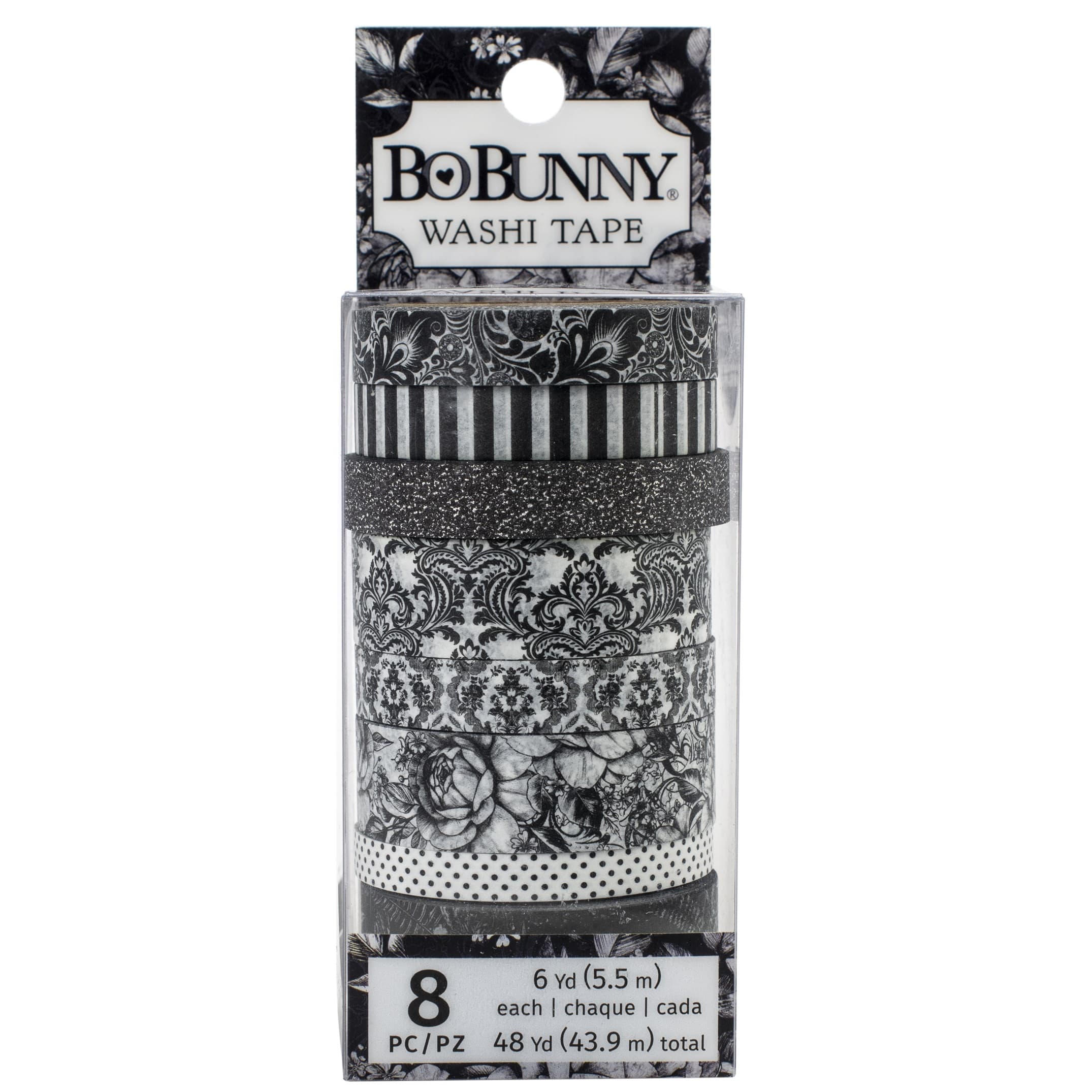 BoBunny® 6yd. Black & White Tuxedos & Tiaras Glitter Washi Tape Set