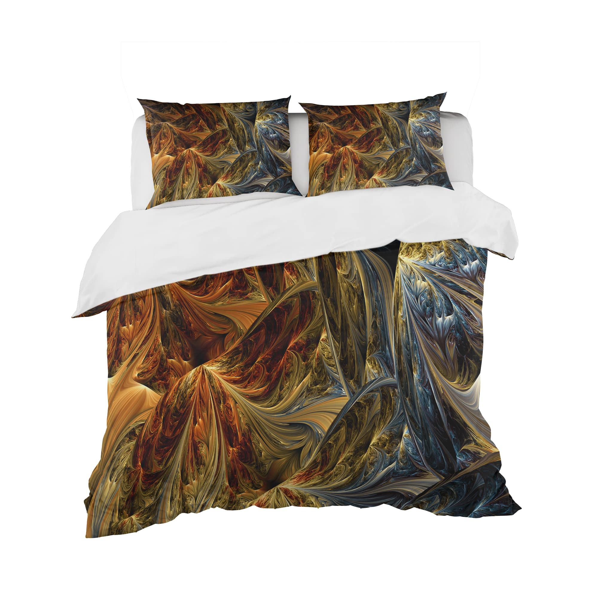 Designart 'Molten Gold Abstract' Modern & Contemporary Bedding Set - Duvet Cover & Shams