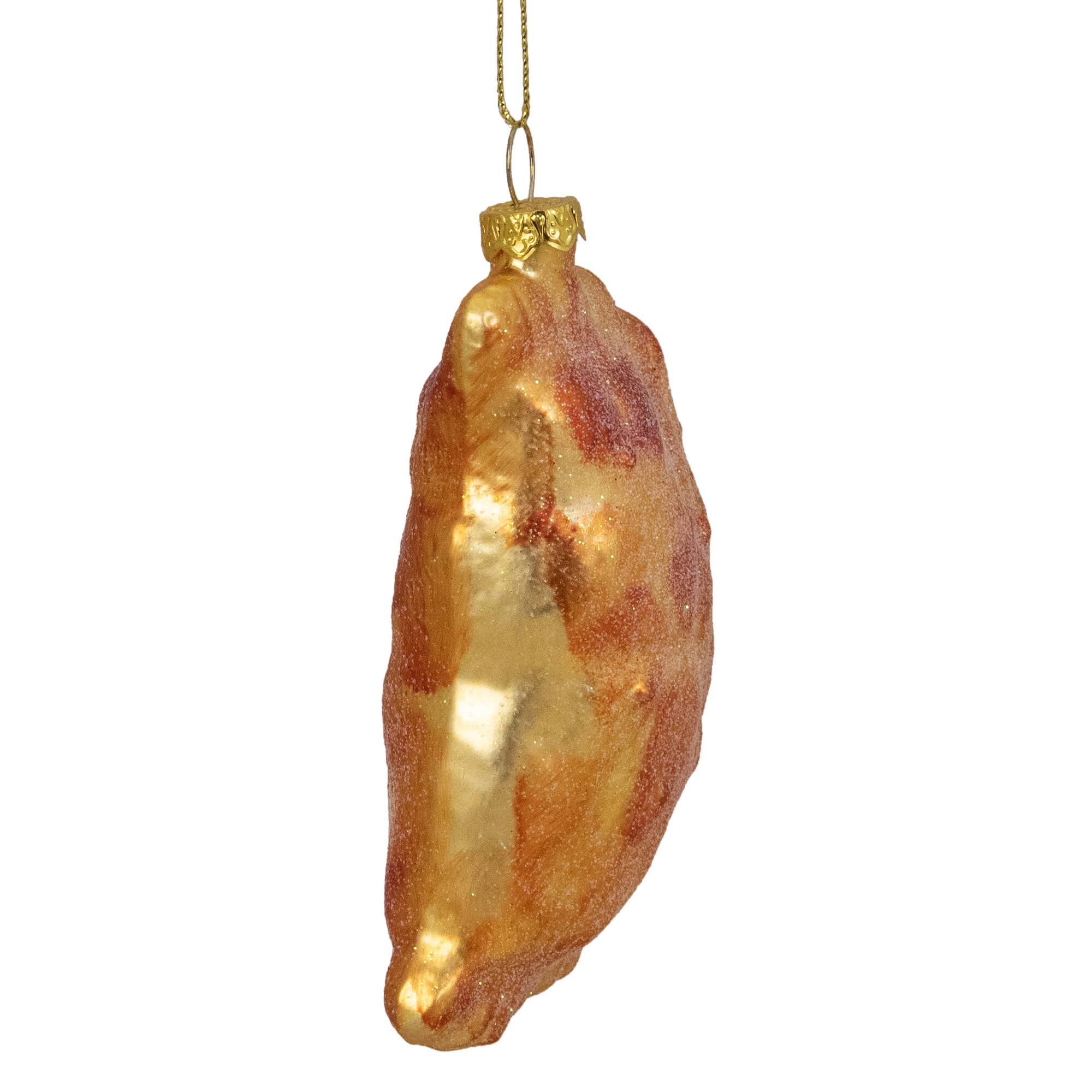 5" Golden Glittered Pierogi Glass Ornament