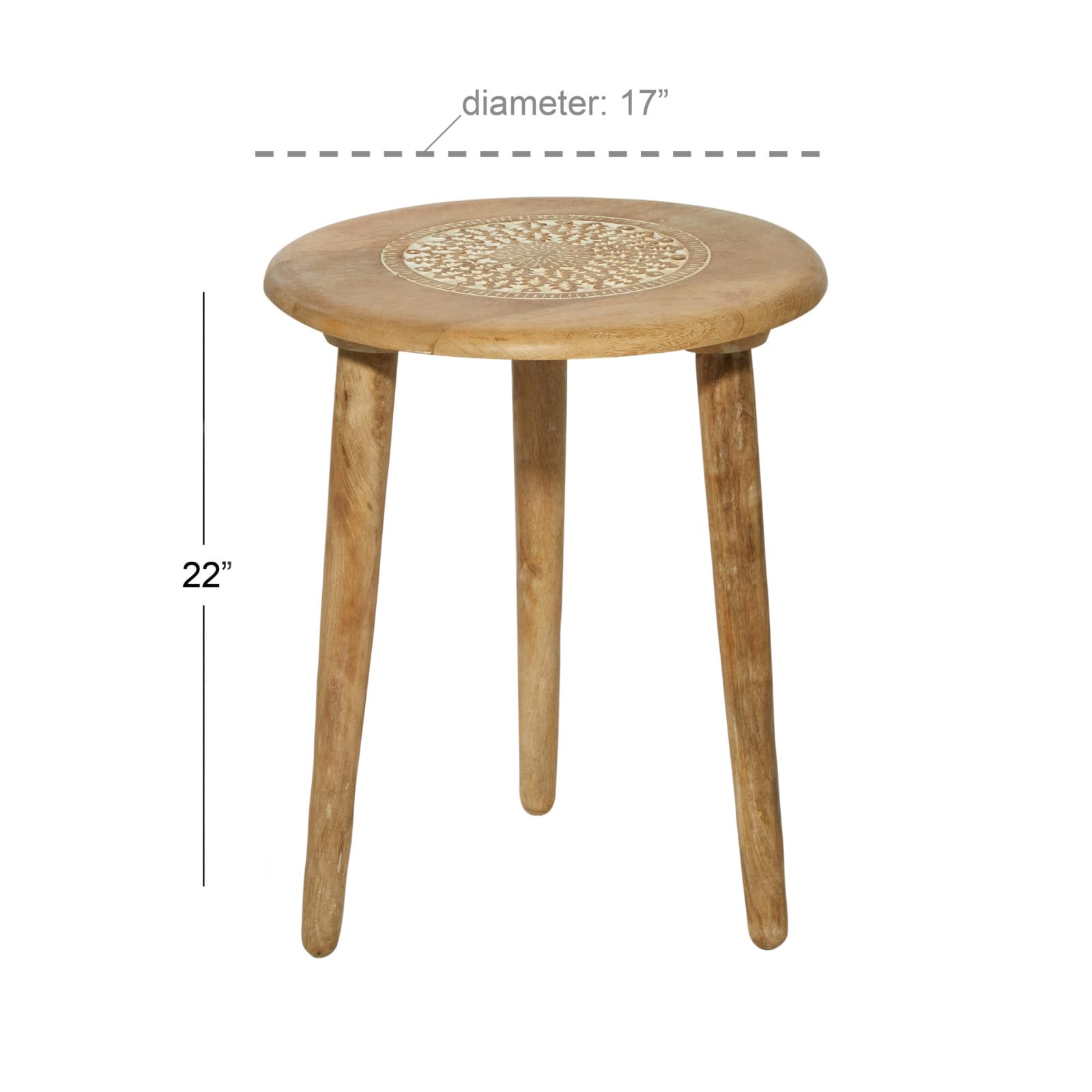 22" Brown Mango Wood Traditional Accent Table