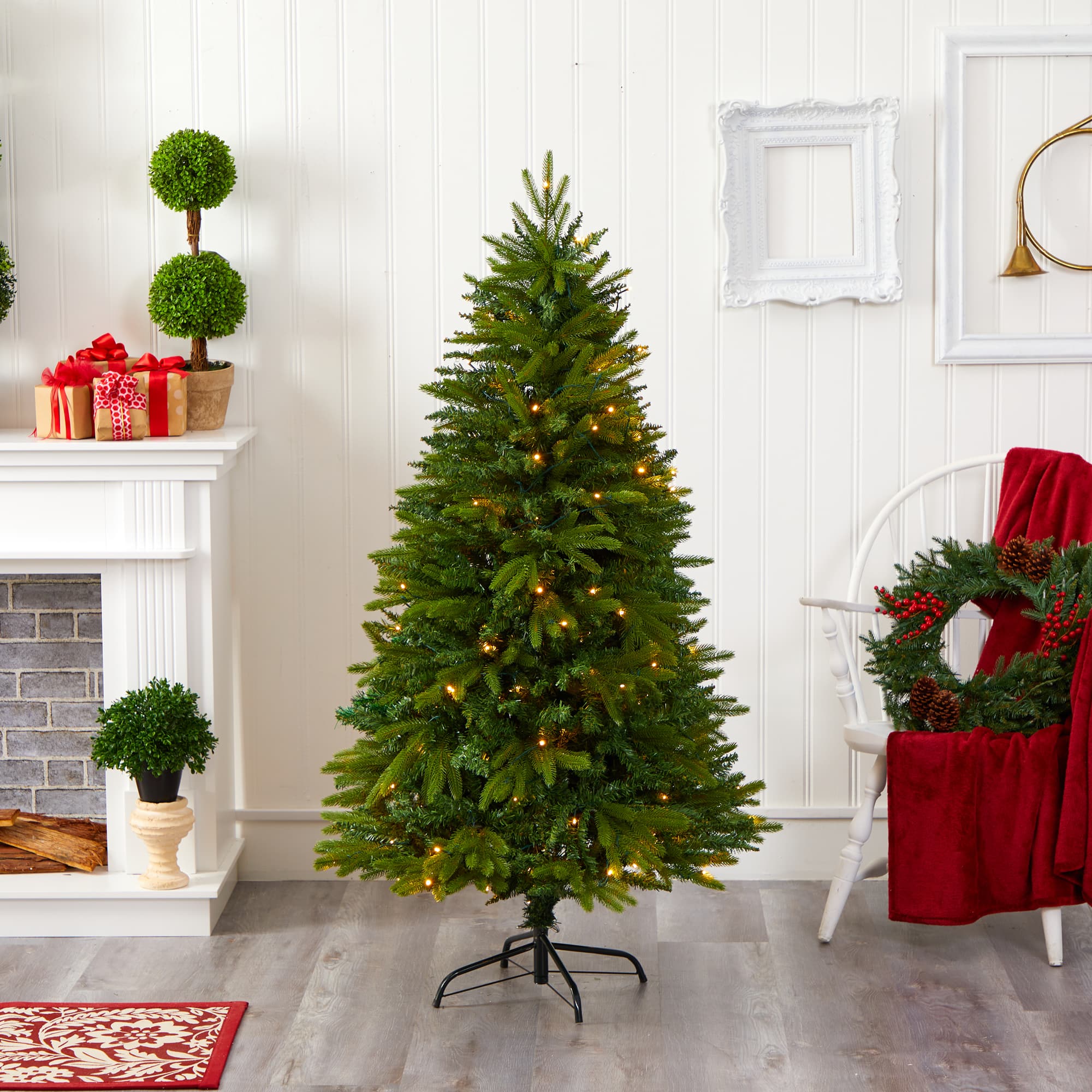 5ft. Pre-Lit Sun Valley Fir Artificial Christmas Tree with Clear LED Lights