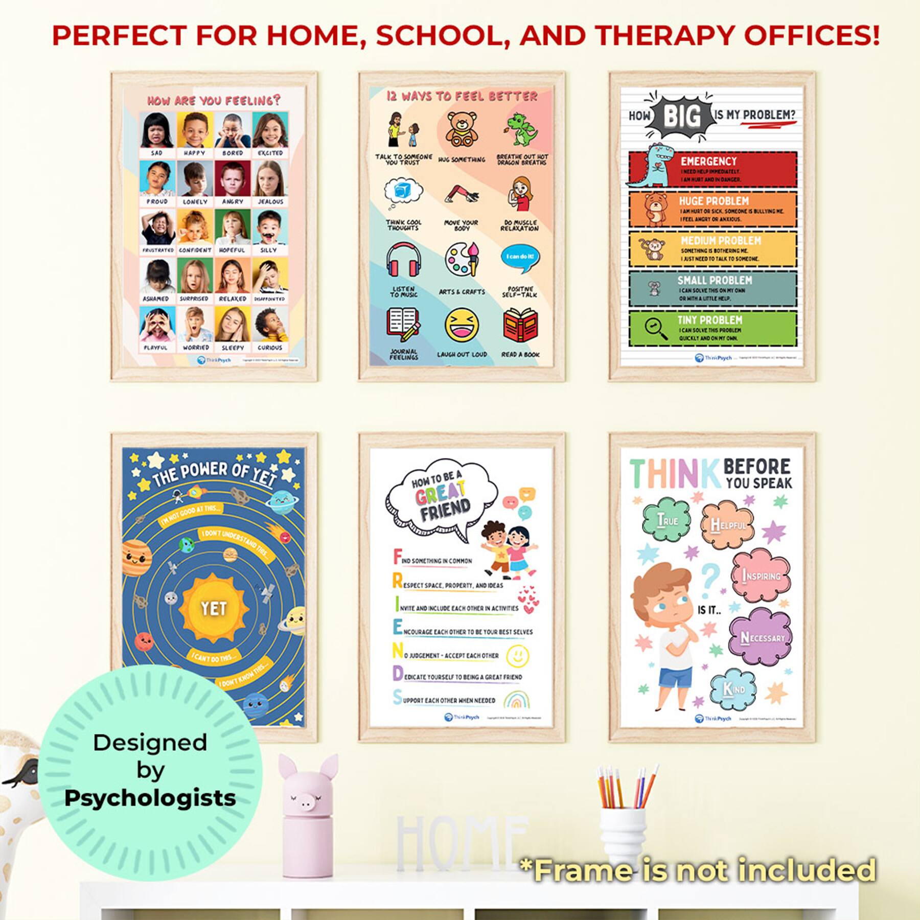 ThinkPsych® 11" x 17" Laminated Feelings & Life Skills Posters Set