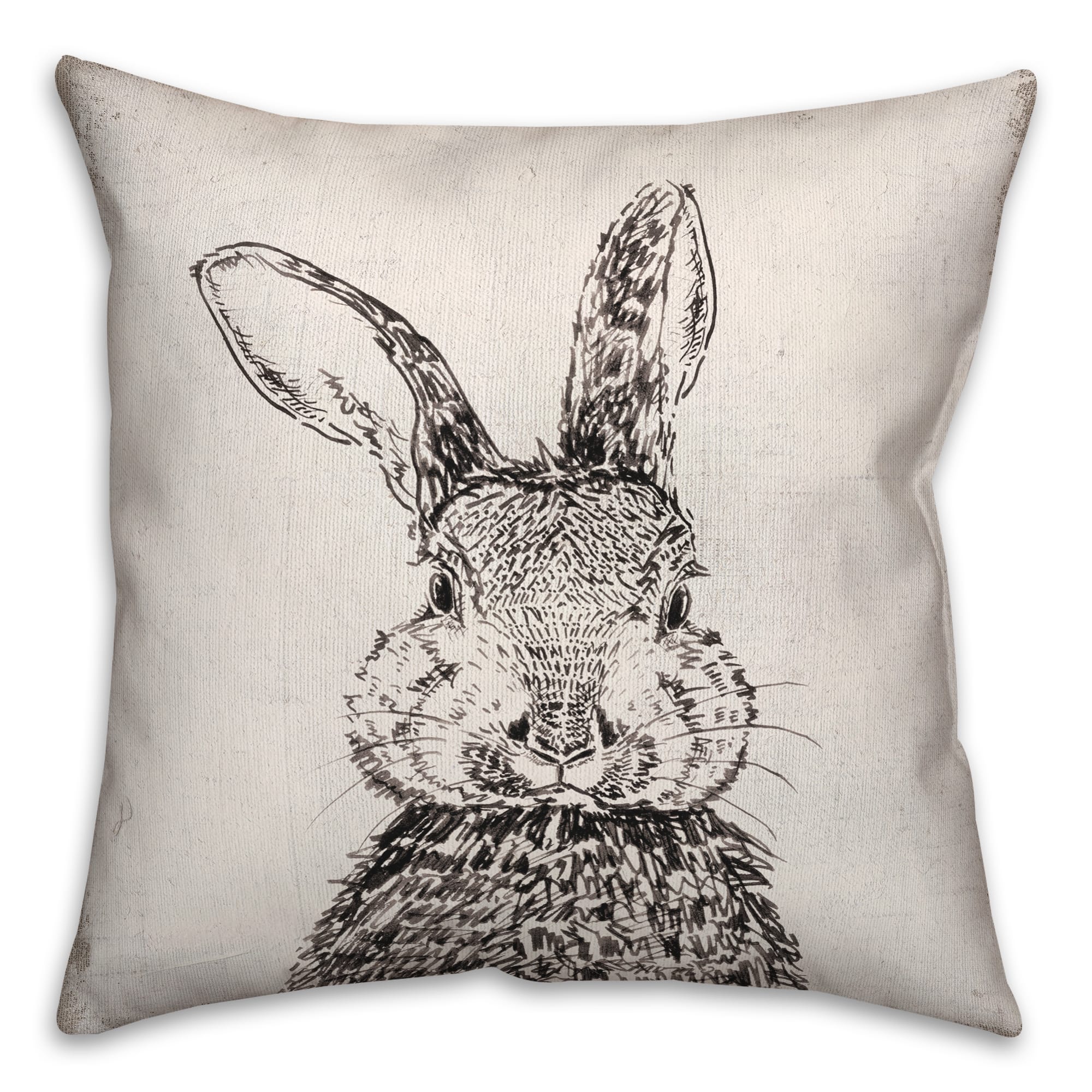 Ink Drawing Bunny Pillow 2 18" x 18" Throw Pillow