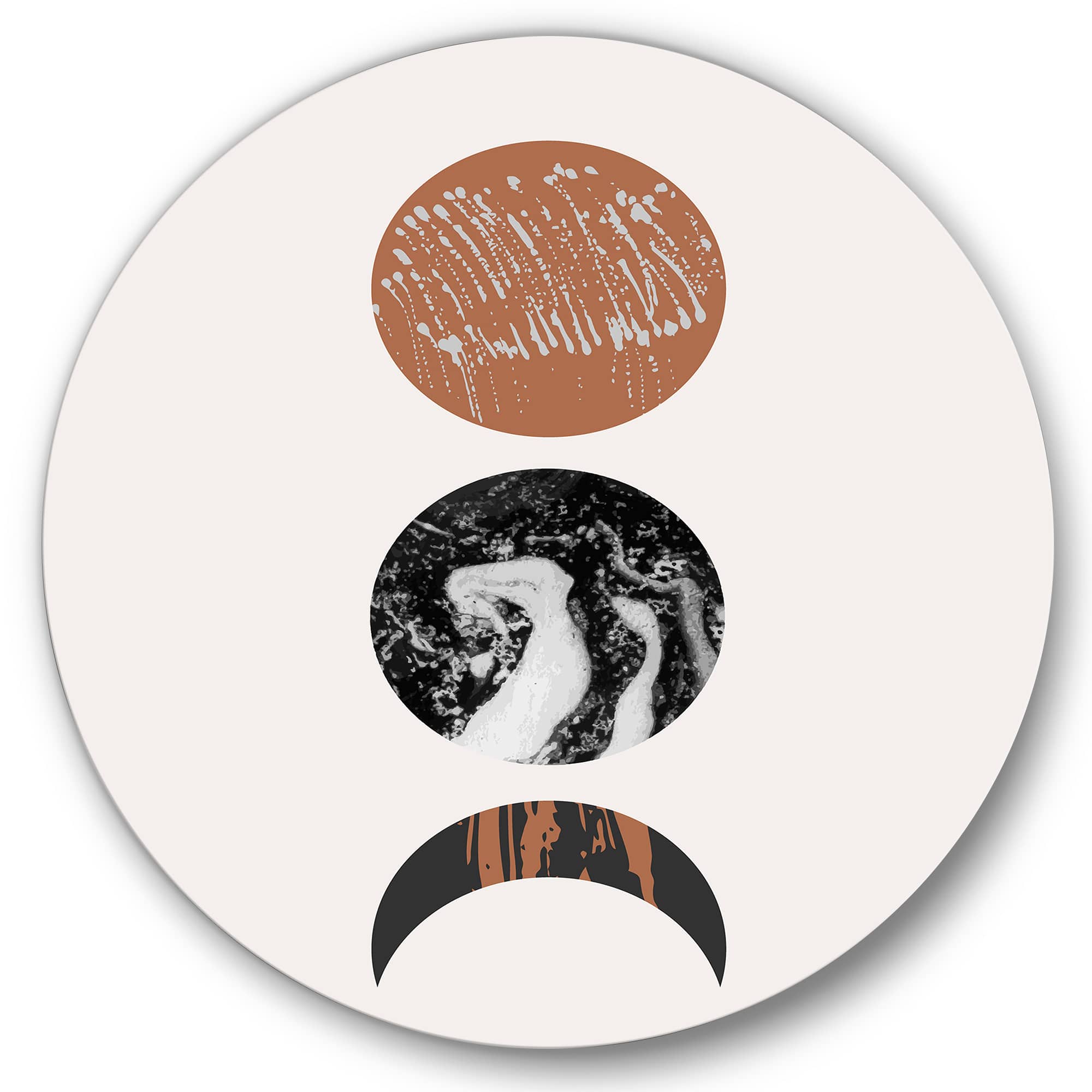 Designart - Retro Shapes Abstract Suns and Moons - Modern Metal Circle Wall Art