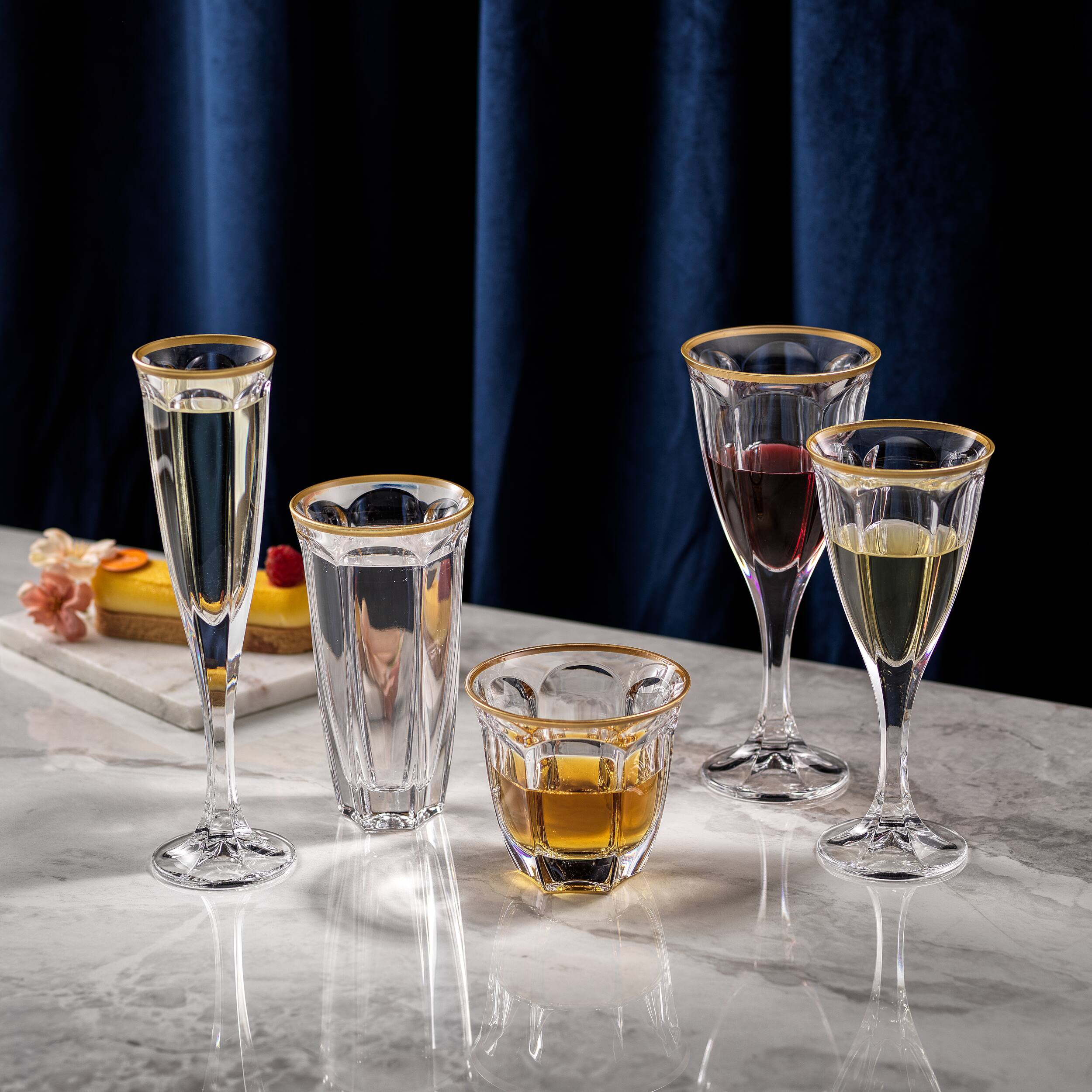 JoyJolt® 4.3oz. Gold Rimmed Windsor Crystal Champagne Flutes, 2ct.