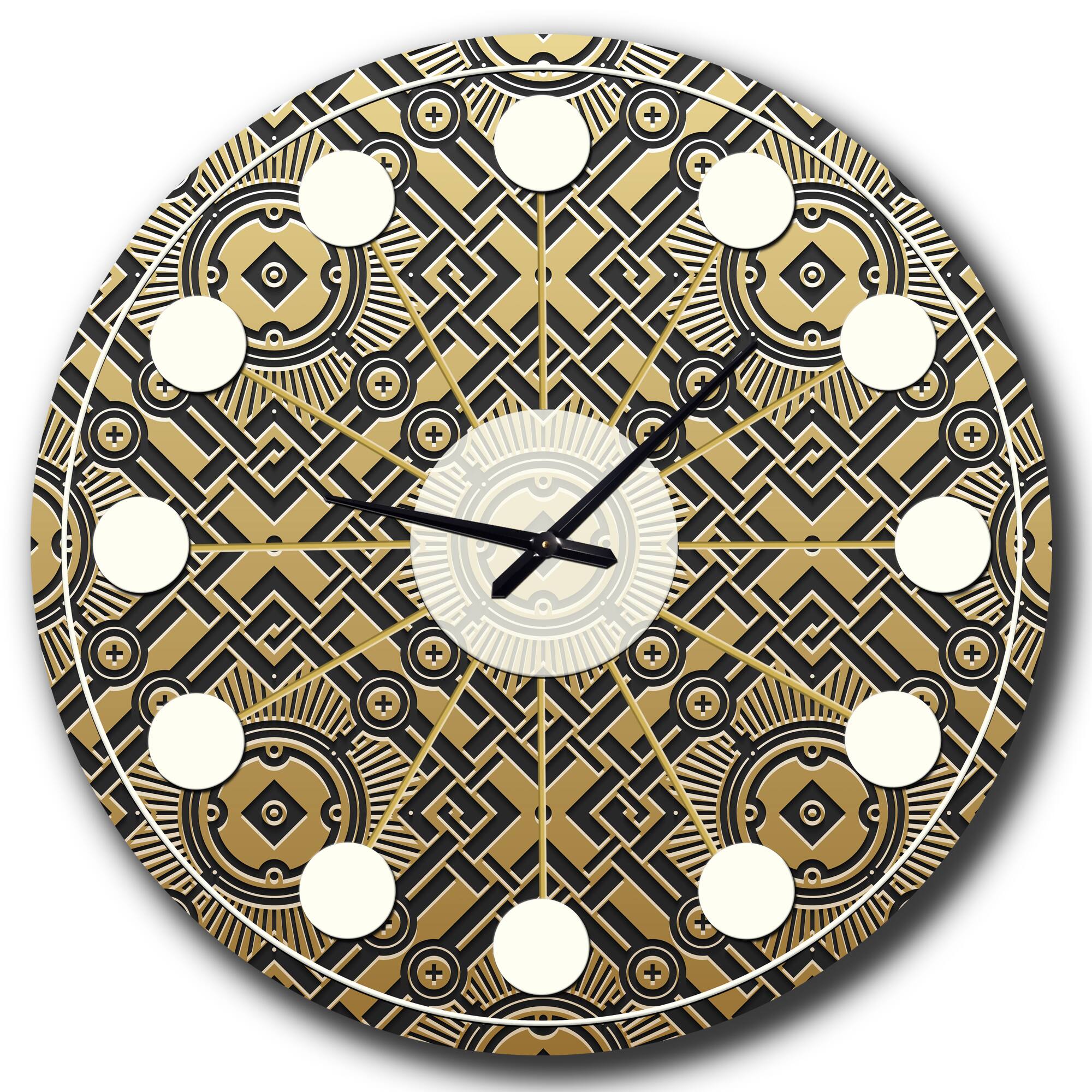 Designart 'Golden Luxury Metallic Geometrics Xx Mid-Century Modern Wall Clock