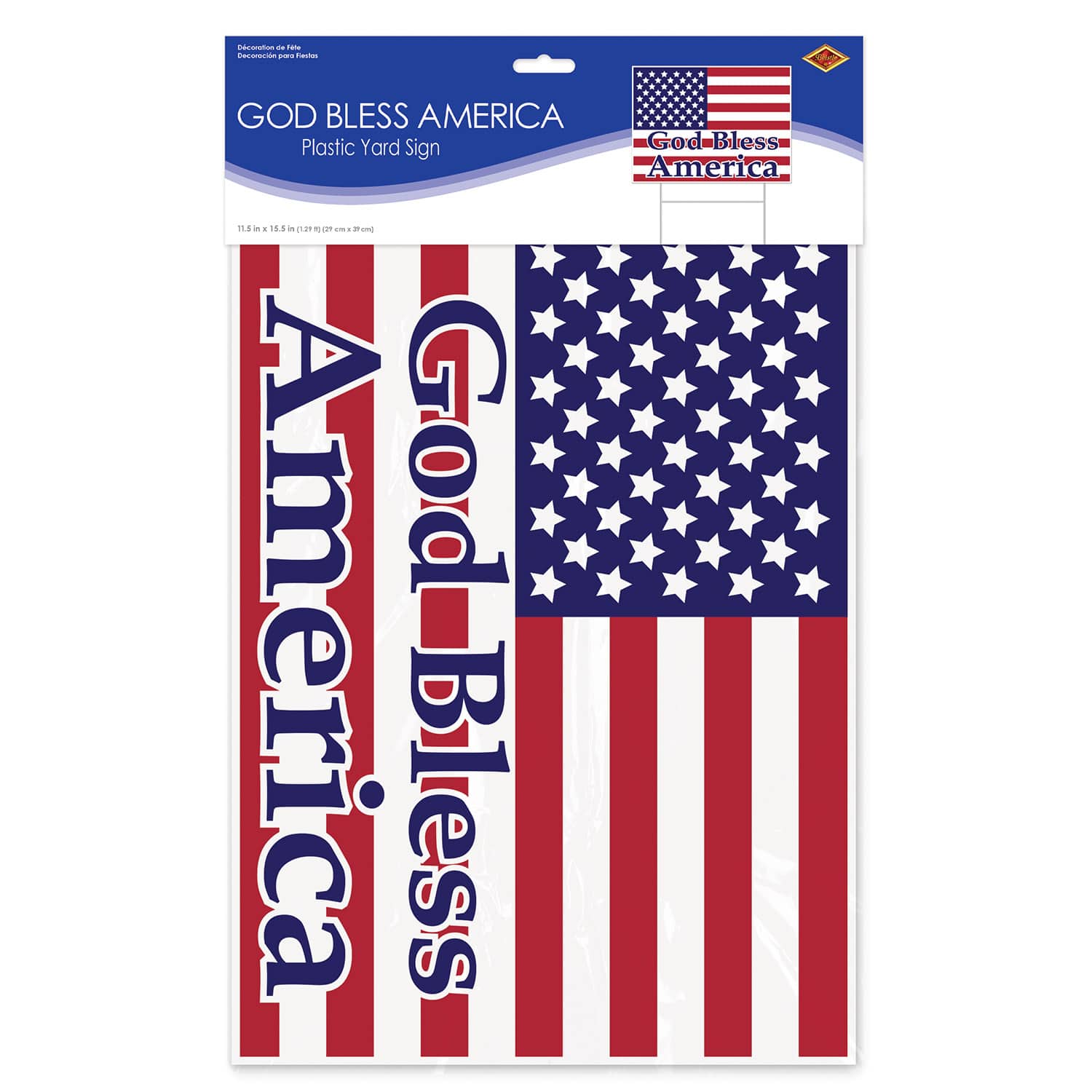 Beistle 11.5" x 15.5" God Bless America Plastic Yard Sign